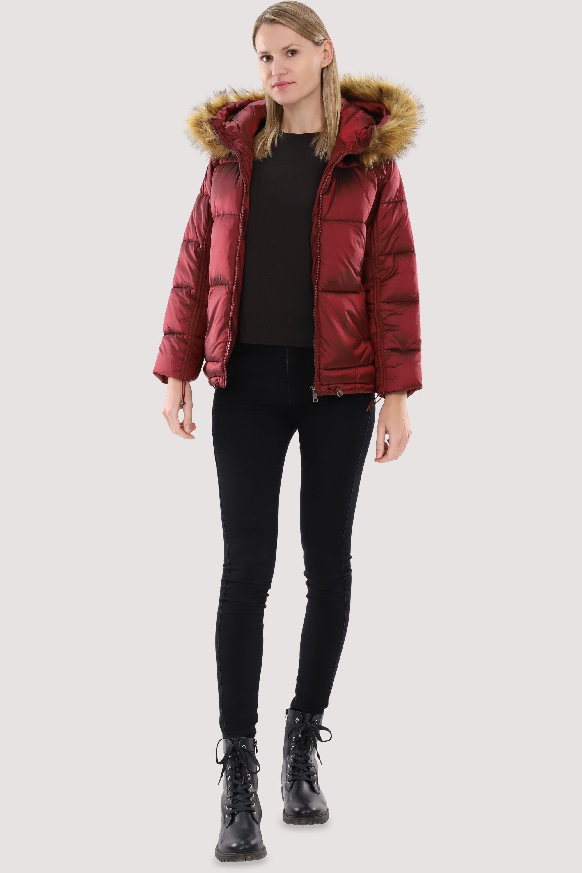 Kapuze Steppjacke mit Jacke than AY133 bordeaux gefütterte more malito fashion