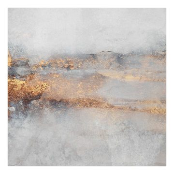 Bilderdepot24 Leinwandbild Kunstdruck Abstrakt Modern Nebel grau gold Bild auf Leinwand Groß XXL, Bild auf Leinwand; Leinwanddruck in vielen Größen