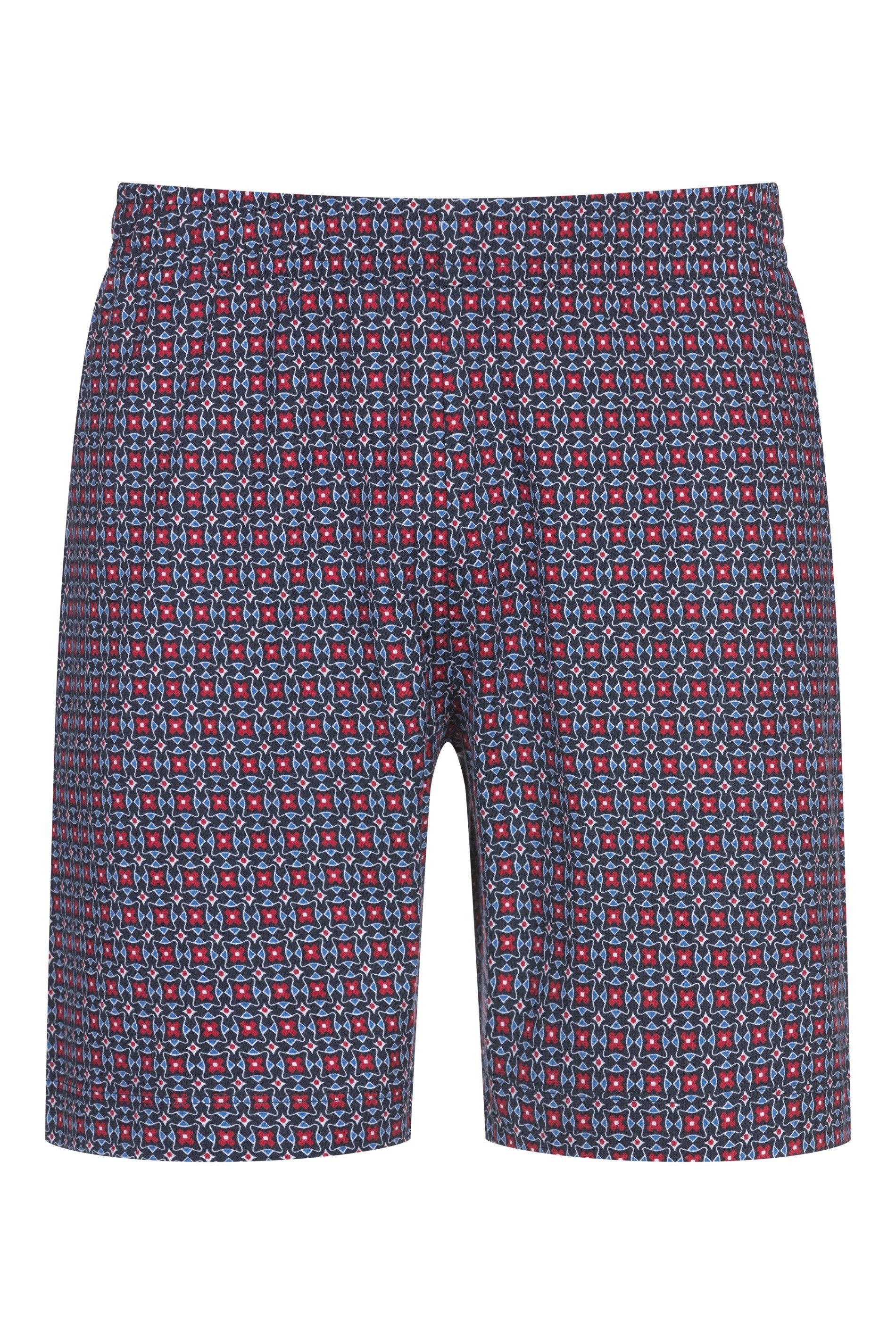 Mey Shorty Red Tile (2 tlg) Brusttasche, kurzärmelig, Hose gemustert, Oberteil uni