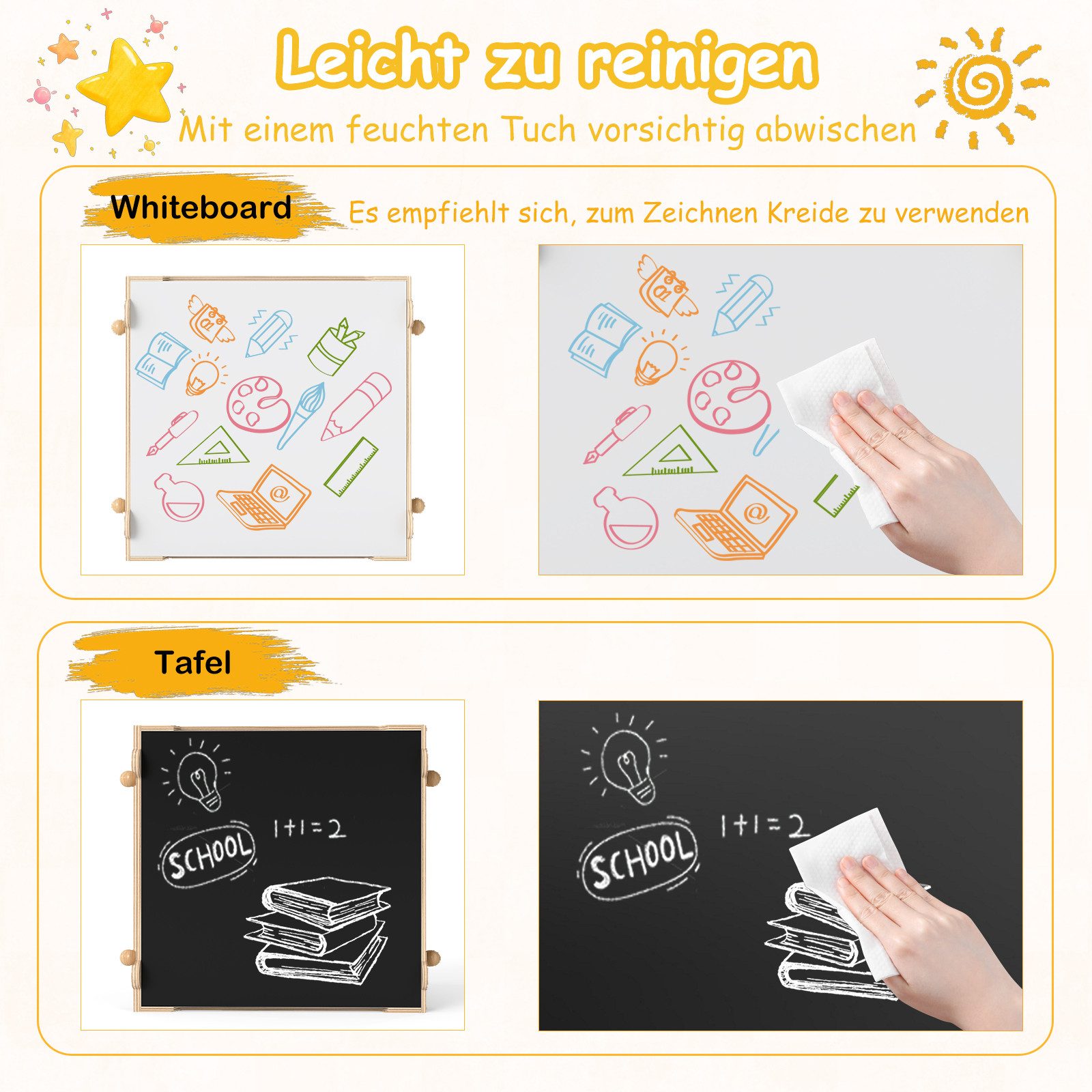 COSTWAY Kindersitzgruppe, Kindertisch mit 2 Stühlen, 4-in-1 Aktivitätstisch