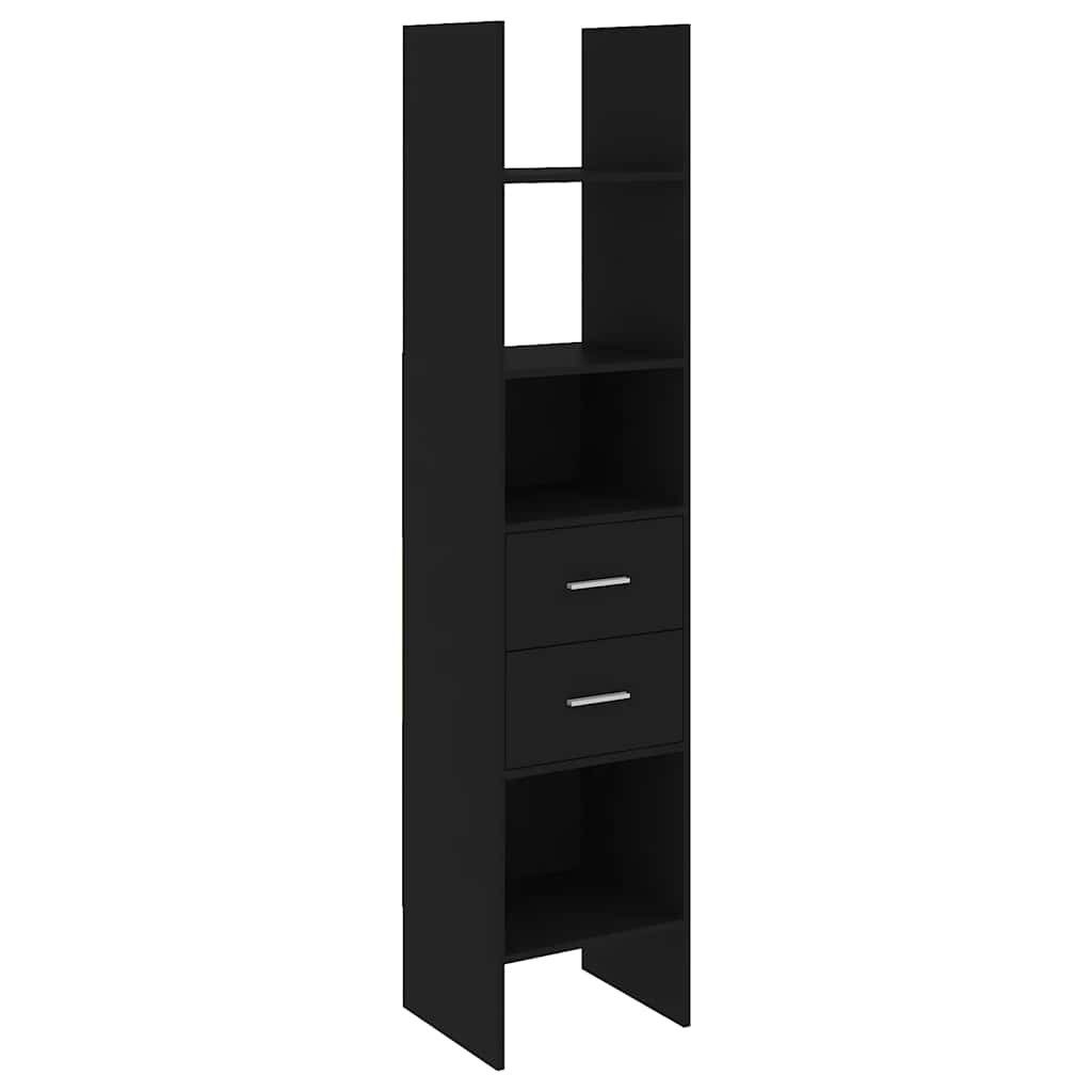 furnicato Bücherregal Modernes aus Holzwerkstoff 40 x 35 x 180 cm Schwarz, 1-tlg., Standregal mit 4 Fächern, 2 Schubladen und pflegeleichter Oberfläche