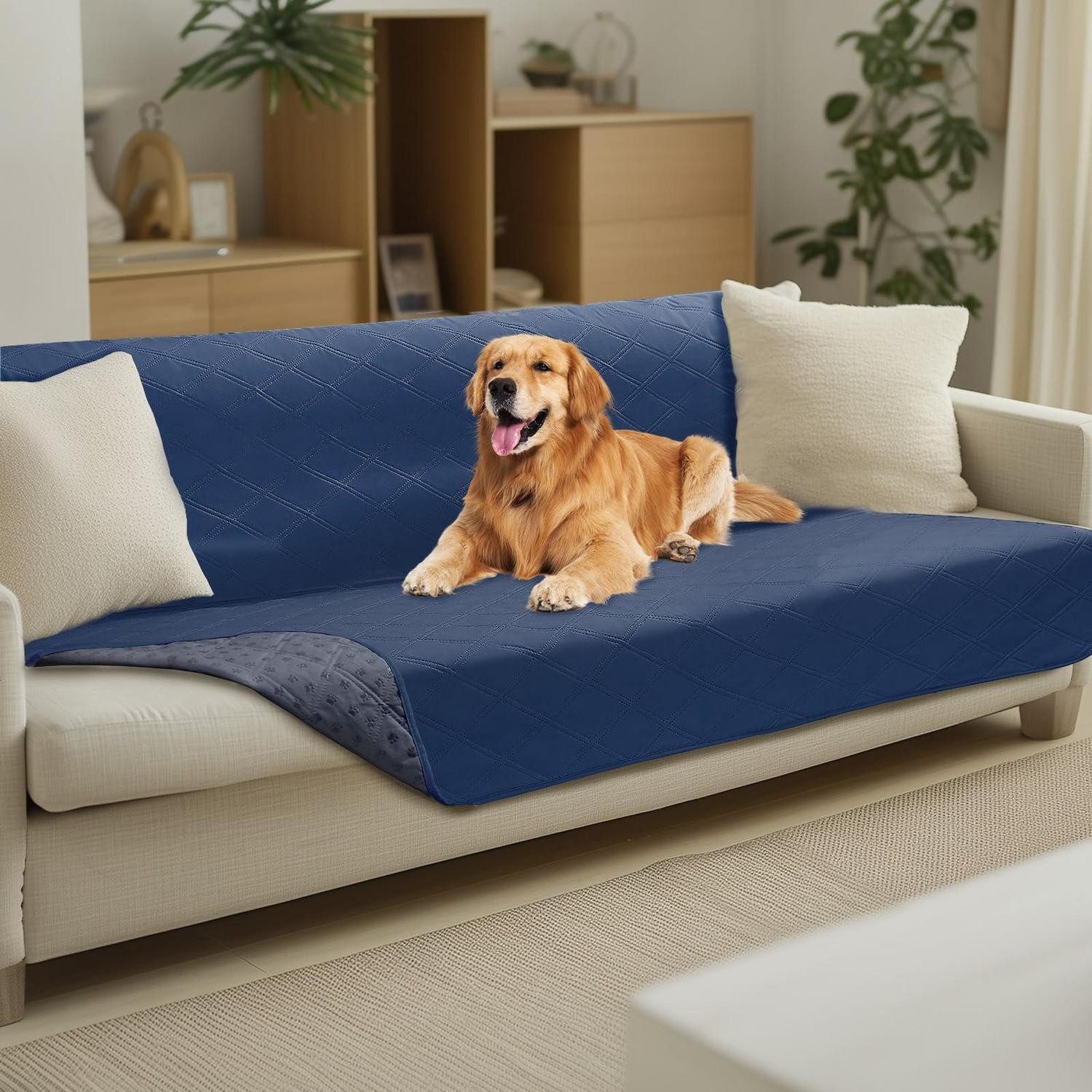LuxusKollektion Hundematte Hundedecke wasserdicht rutschfest 132x208cm Marineblau