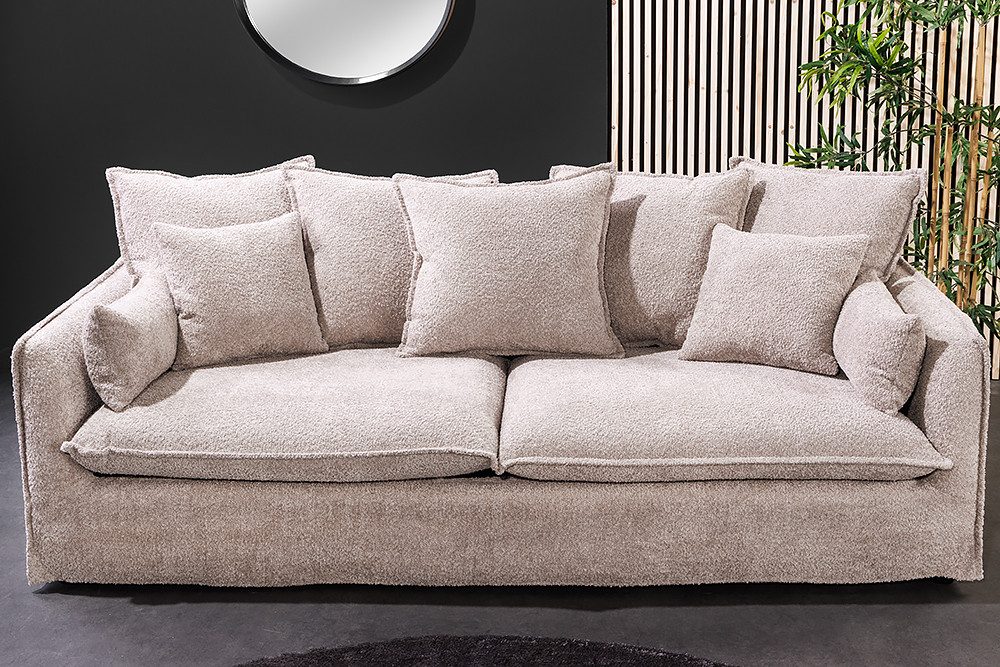 riess-ambiente 3-Sitzer HEAVEN 210cm beige · Hussensofa inkl. Kissen und abnehmbaren Bezug, Einzelartikel 1 Teile, Wohnzimmer-Couch · Bouclé-Bezug · Federkern-Polsterung · Landhausstil