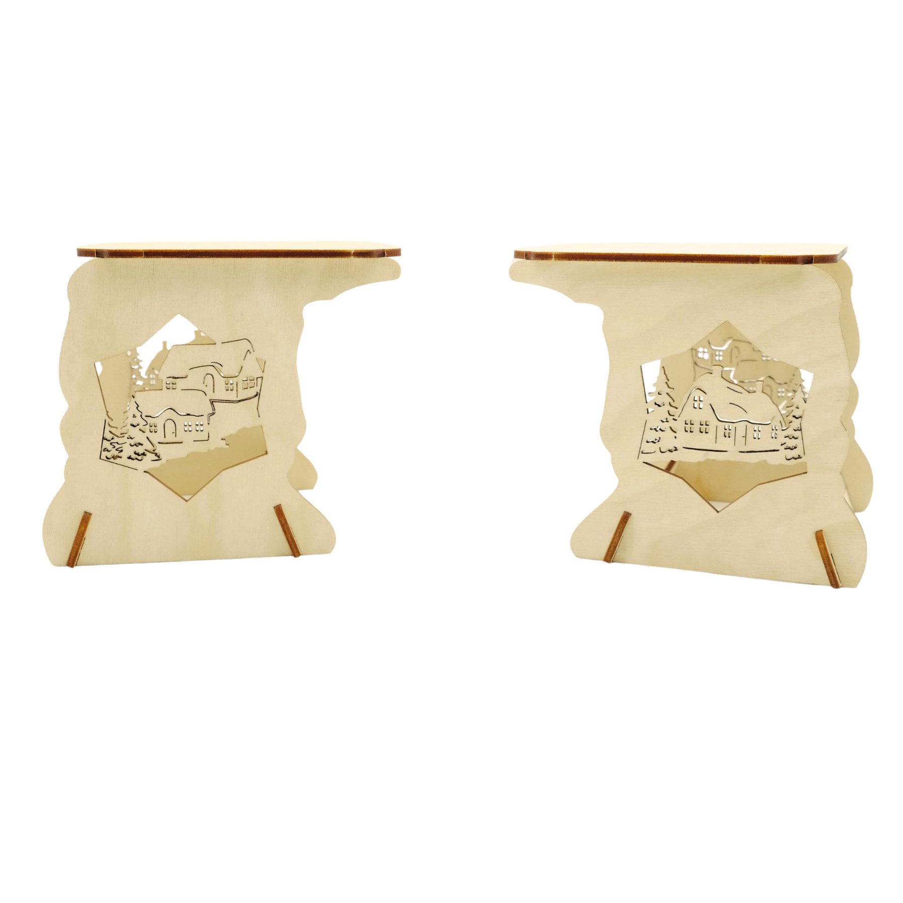 DeColibri Schwibbogen-Fensterbank Schwibbogen Erhöhung Winterdorf, leichter Bausatz, Holzkunst aus Sachsen