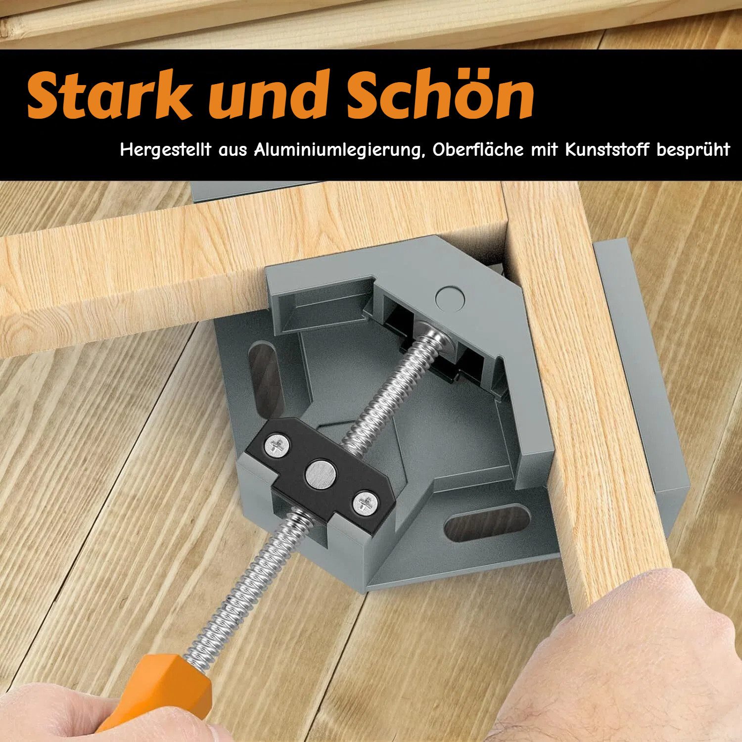 BlingBin Klemmen Winkelspanner 90 Grad mit Swing Kiefer, Winkelzwinge Positionierwinkel, (2 Stück Aluminium-Legierung Eckspanner für Holzarbeiten, Rahmenspanner, 2-St., 15,5*27*4cm), DIY Handwerkzeuge Eckklemme für Holz, Metall und Glas