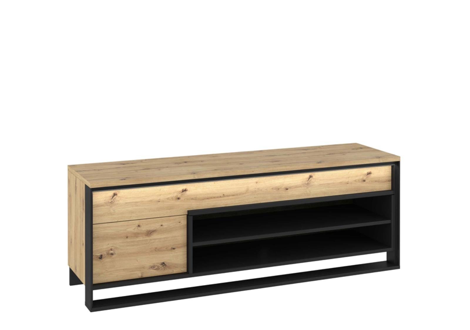 Beautysofa TV-Schrank Quant (inklusive LED-Beleuchtung, Lowboard für Wohnzimmer, mit Schublade, Regal, Tür) Griffloses Schrank mit Push-To-Open System