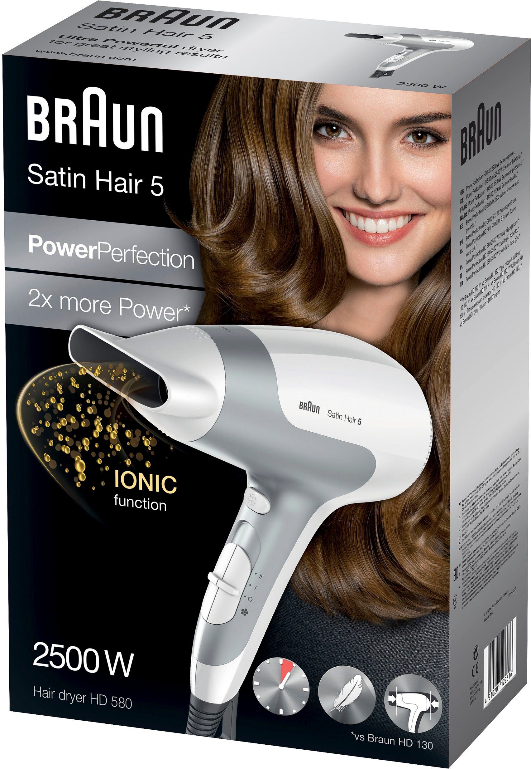 Braun Ionic-Haartrockner Braun 2500 W, 2500W Satin Power Perfection, Hair Leistungsstarke 5