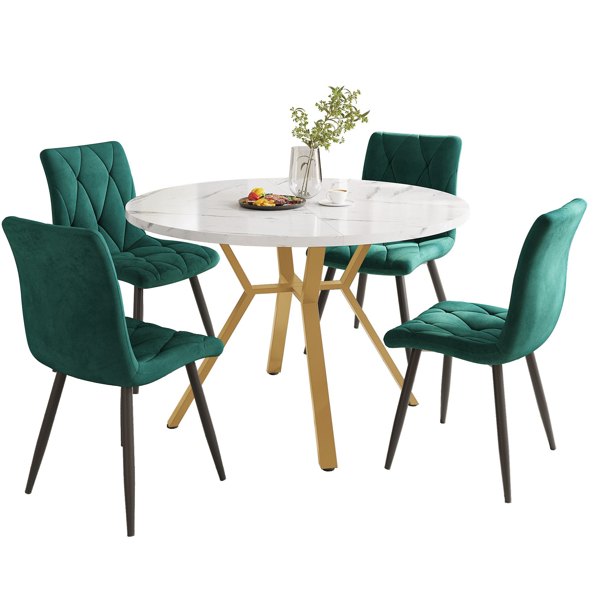 Gotagee Sitzgruppe Esstisch-Set 5-teilig Stuhlset Мебельset rundes Tisch- und Stuhlset