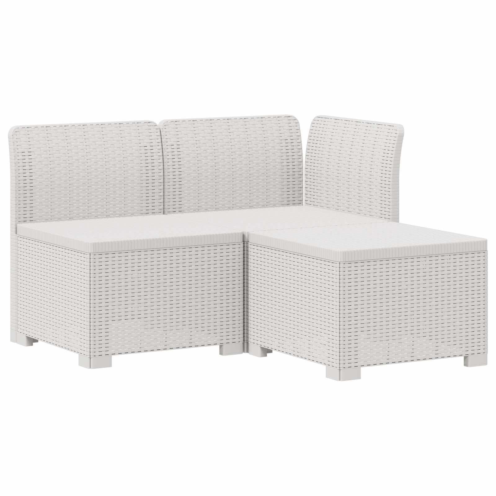 vidaXL Sofaelement 3-Sitzer Garten Sofa Rattan Look 3-Sitzer PP Weiß