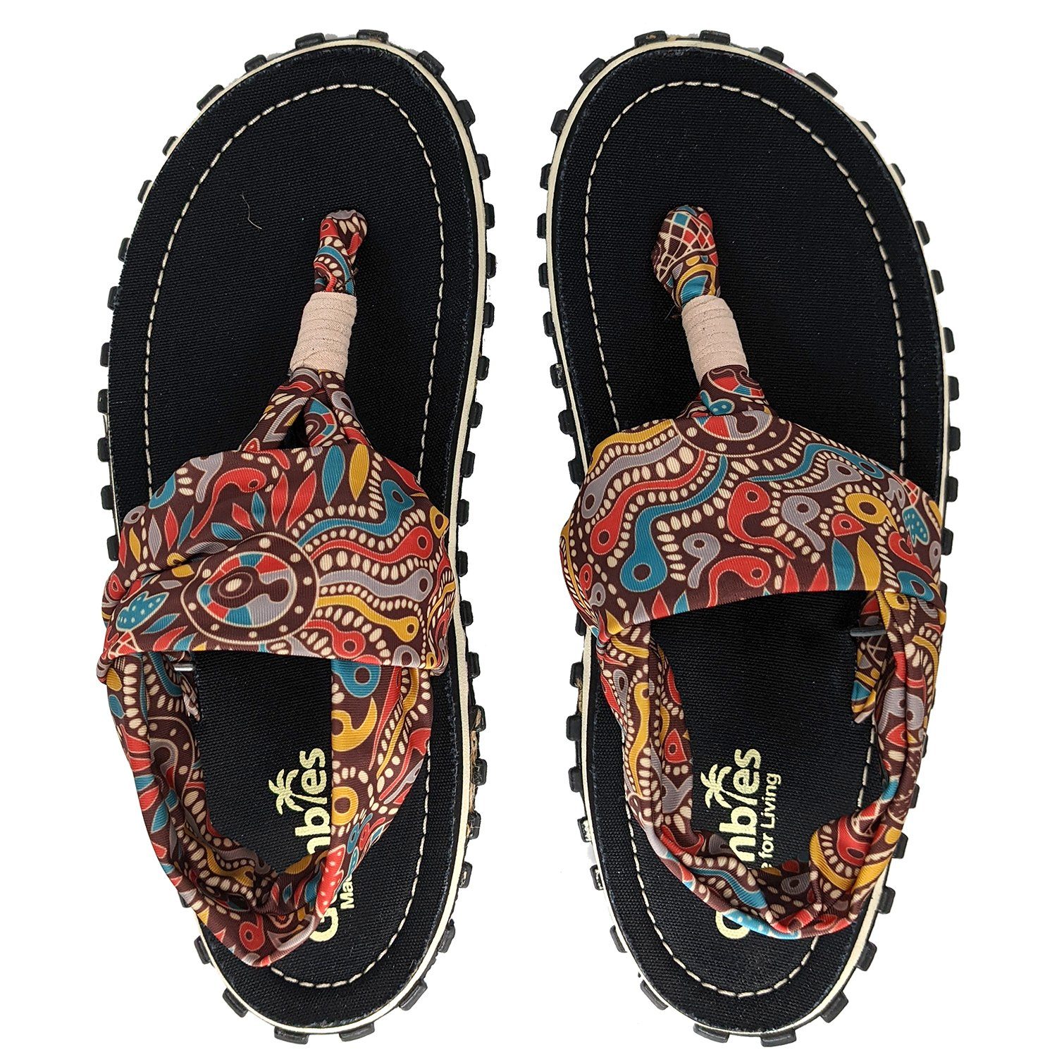 Gumbies Slingback in Aboriginal Riemchensandalette aus recycelten Materialien hergestellt, stabile Gummisole