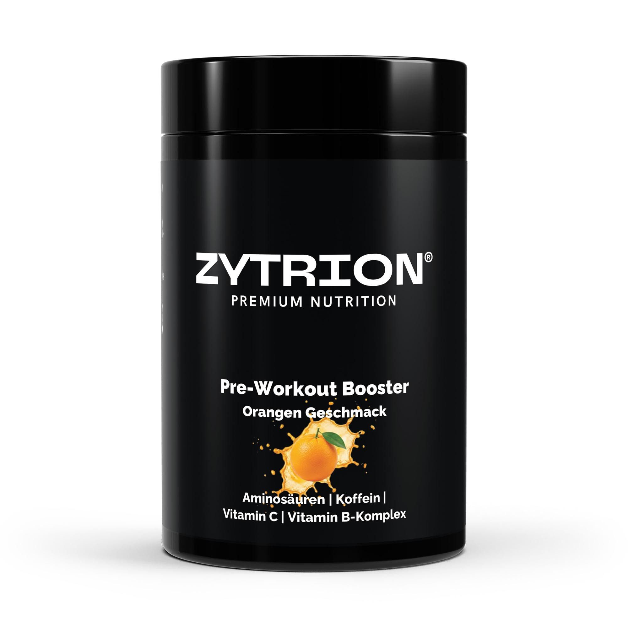ZYTRION Pre-Workout Booster Orange 520 g – Aminosäuren, Koffein & Vitaminen Pulver, 520 g, Fruchtiger Orangegeschmack in gut löslicher Pulverform