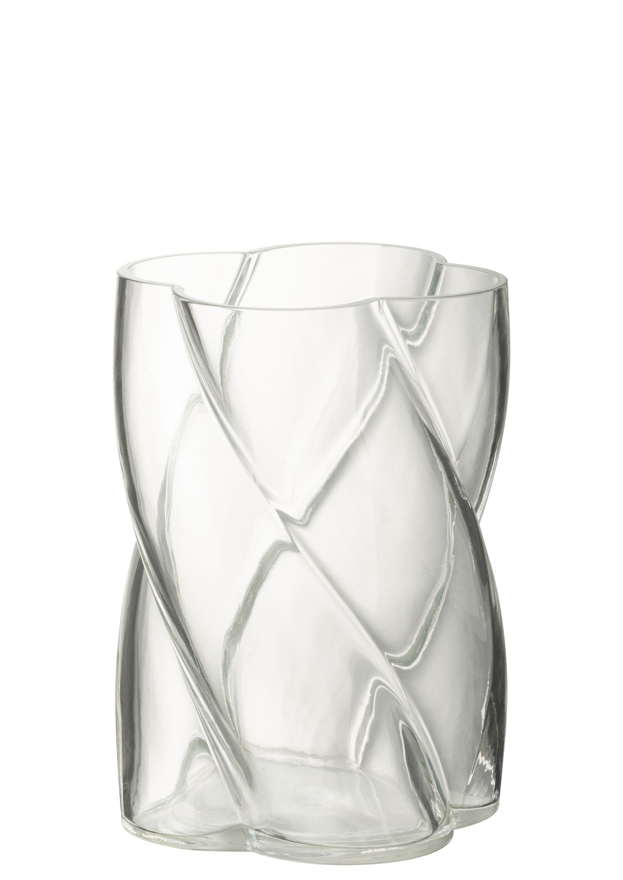 J-Line by Jolipa Tischvase Glasvase klar gewellt gedreht Blumenvase aus Glas (1 Vase), aus Glas, mundgeblasen, geschwungene Form