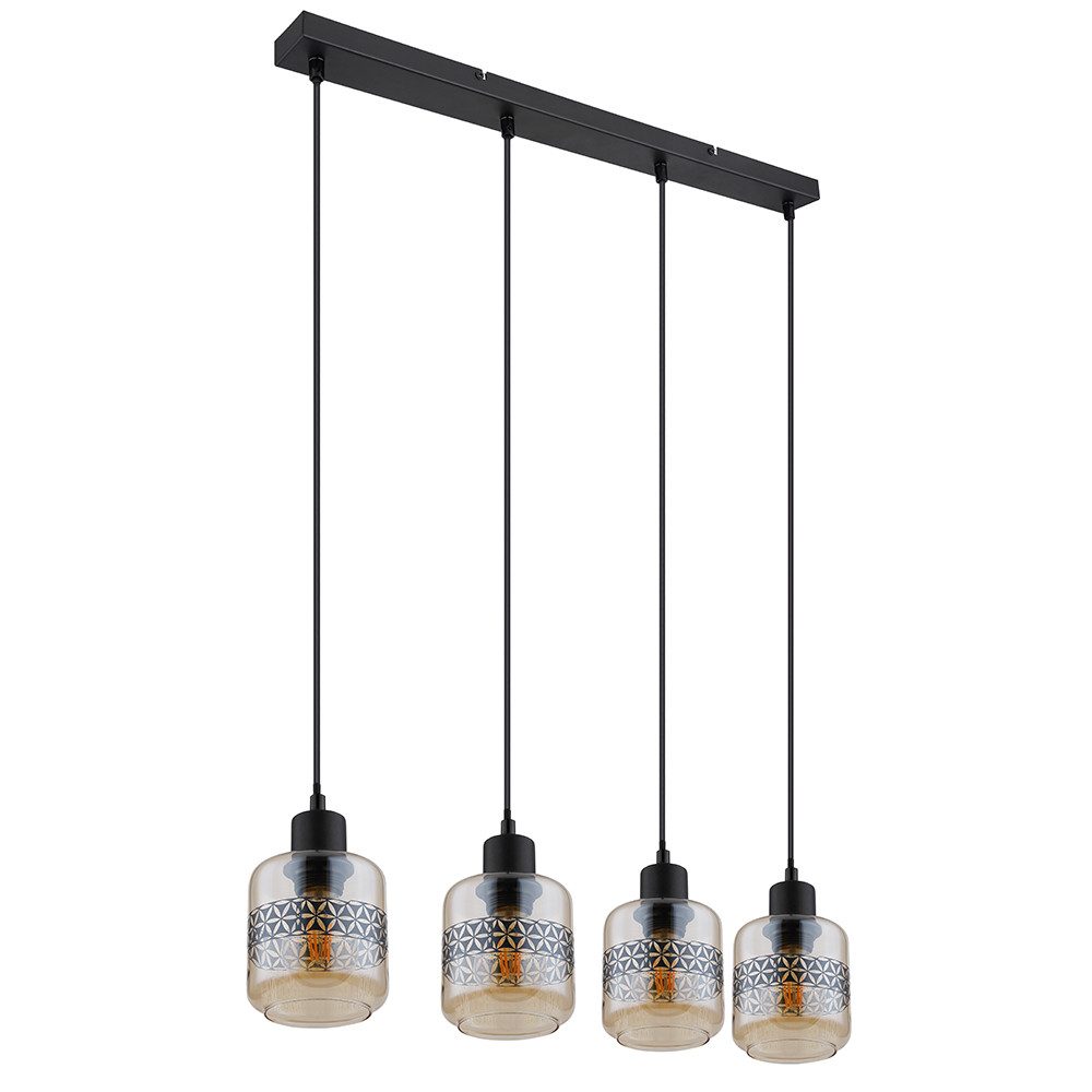 GLOBO LIGHTING LED Pendelleuchte, Leuchtmittel inklusive, Warmweiß, Pendellampe Hängelampe Wohnzimmerlampe 4 flammig Glas amber LED 120 cm