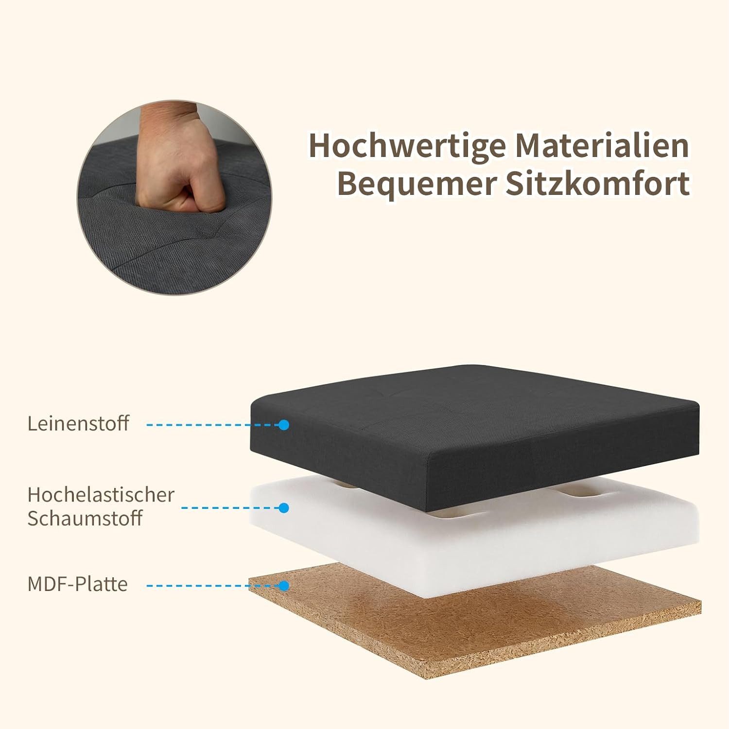 Zedelmaier Sitzhocker mit Stauraum, Schuhbank, klappbare Sitztruhe, Fußbank