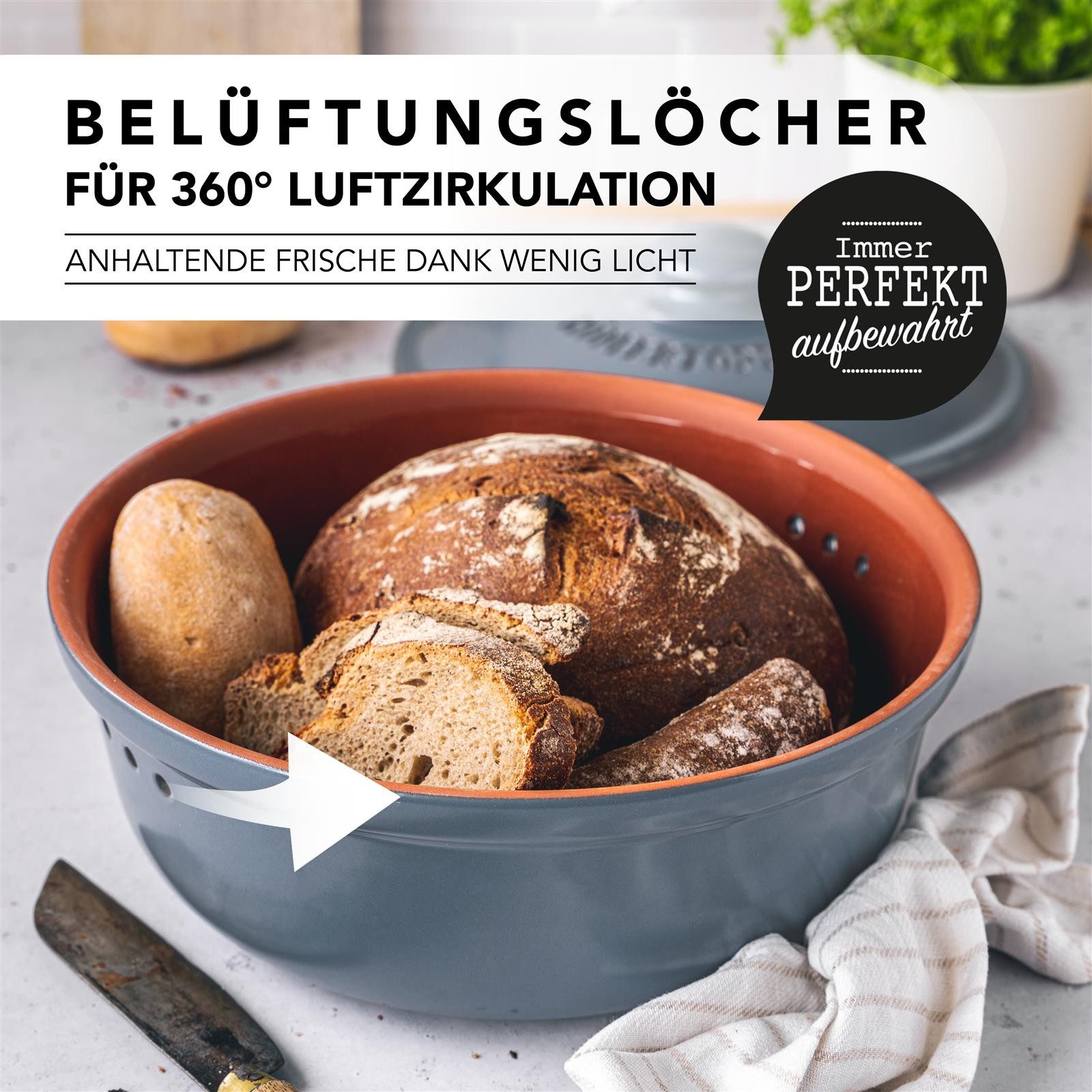 RÖMERTOPF Römertopf Brottopf Rund Ø 30cm - Keramik Brotkasten – Bild 3 von 5