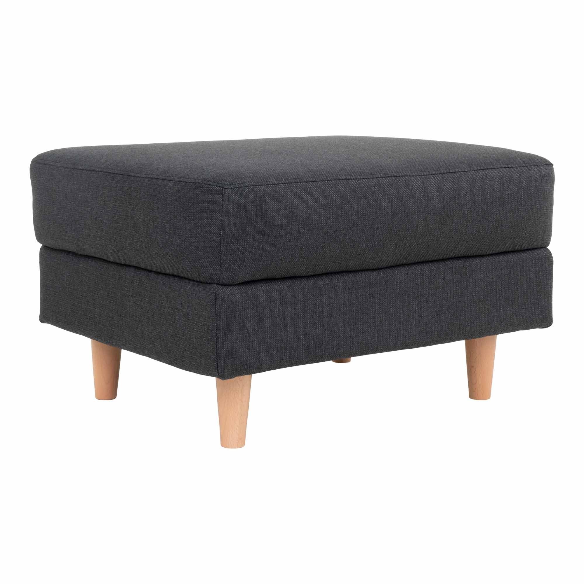 Fußhocker in Dunkelgrau, Stoff - 68x42x52cm (BxHxT)