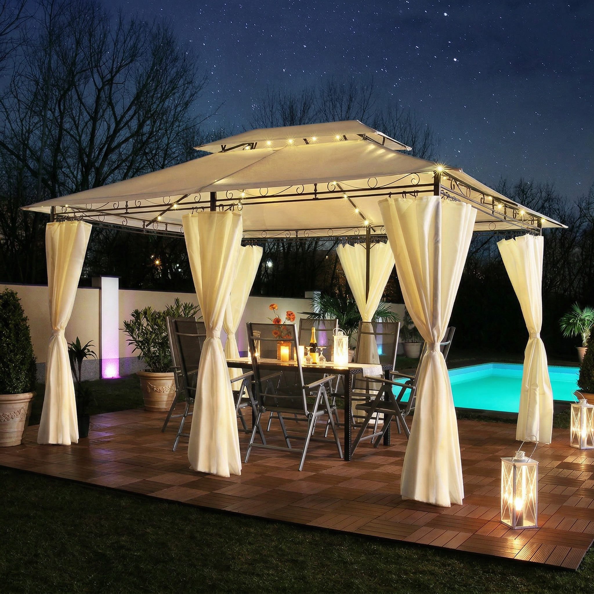 Swing&Harmonie Pavillon LED - Pavillon 3x4m Minzo Garten Pavillion, Solar Pavilion Gartenzelt Designer Pavilon – Bild 2 von 5