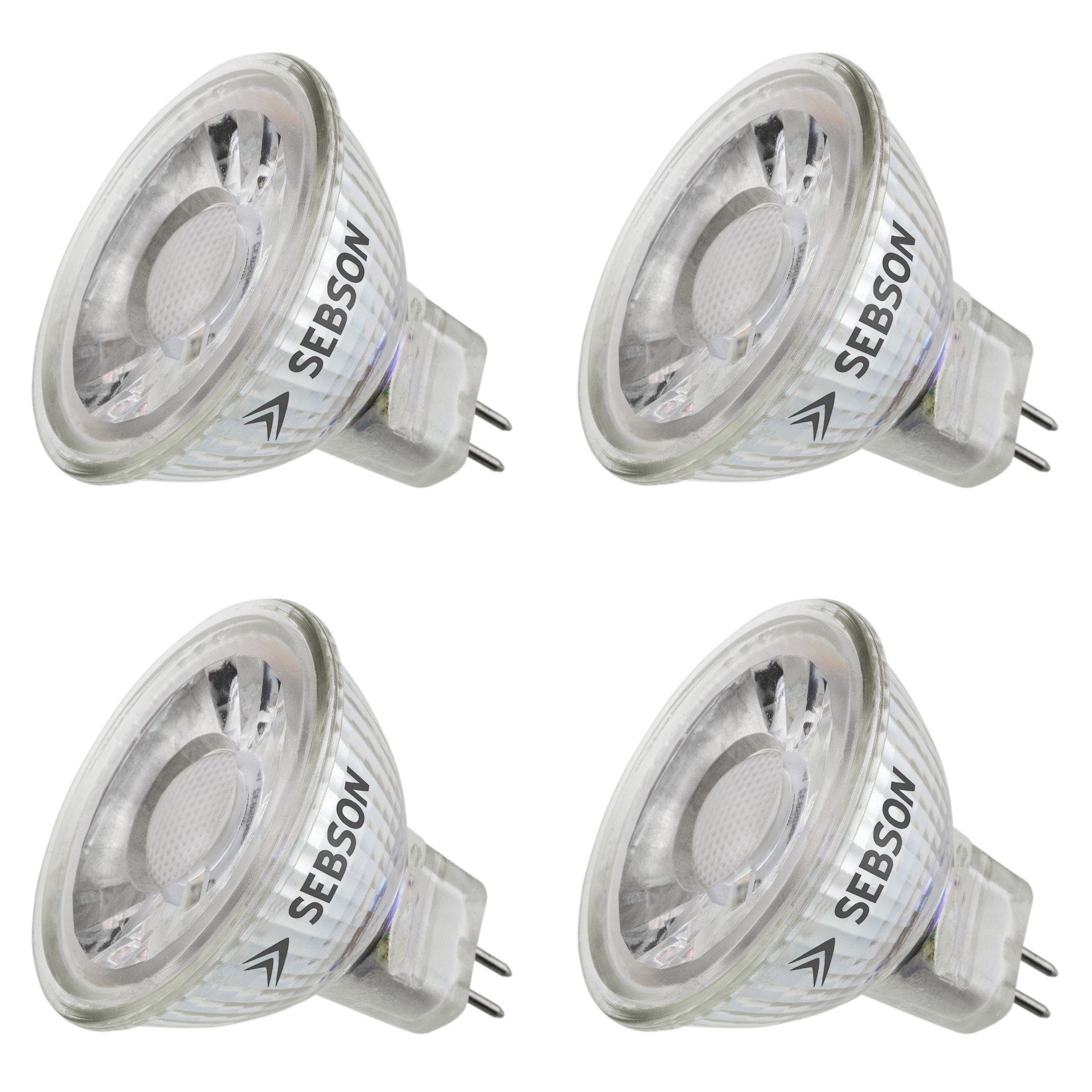 SEBSON LED Lampe GU5.3/ MR16 warmweiss 5W 420lm, LED Leuchtmittel Spot 36°,  12V DC, 4er Pack LED-Leuchtmittel