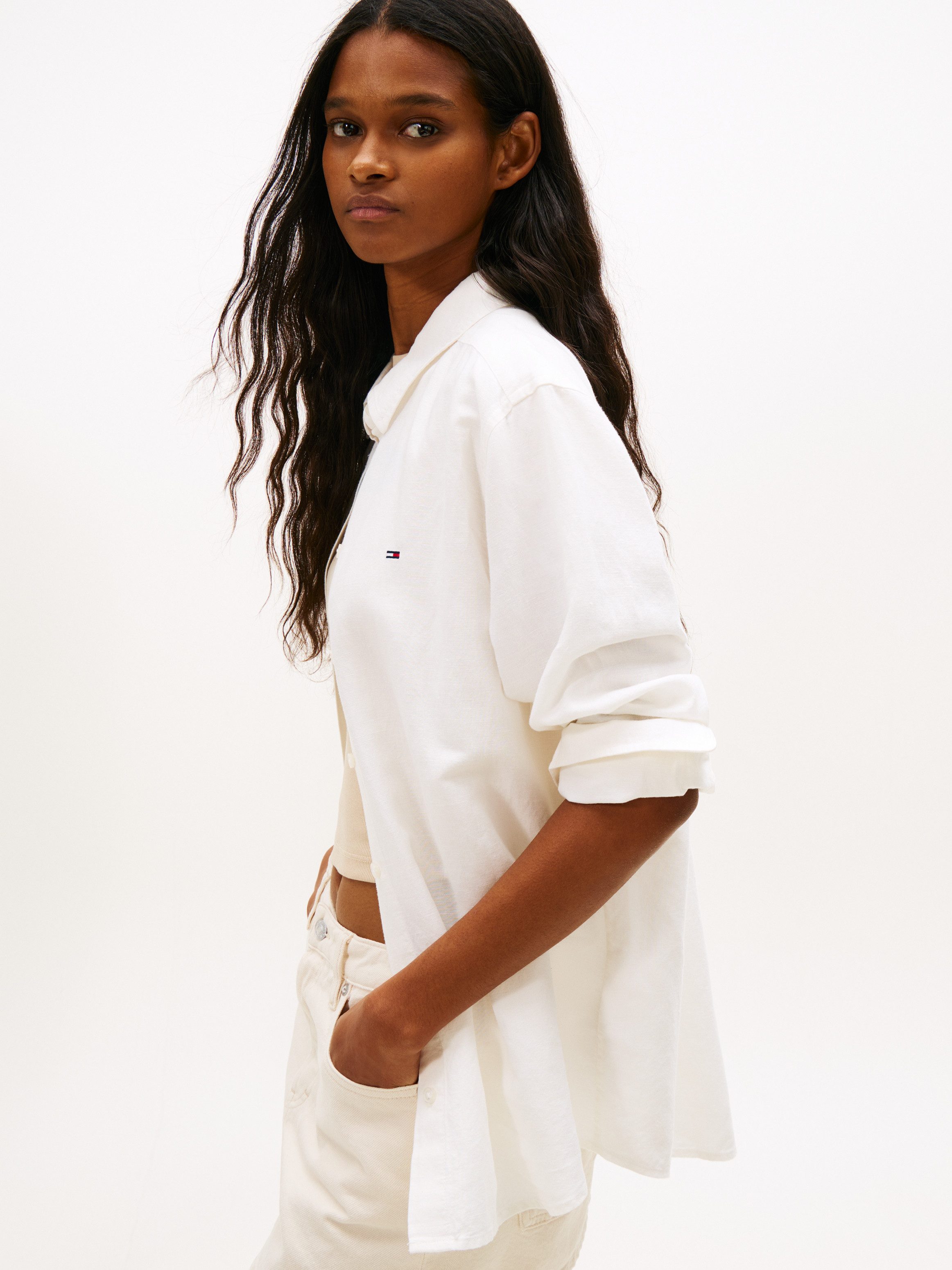 Tommy Jeans Hemdbluse TJW RLX LINEN SHIRT mit zeitlosem Design, Leinen-Mix, Relaxed Fit