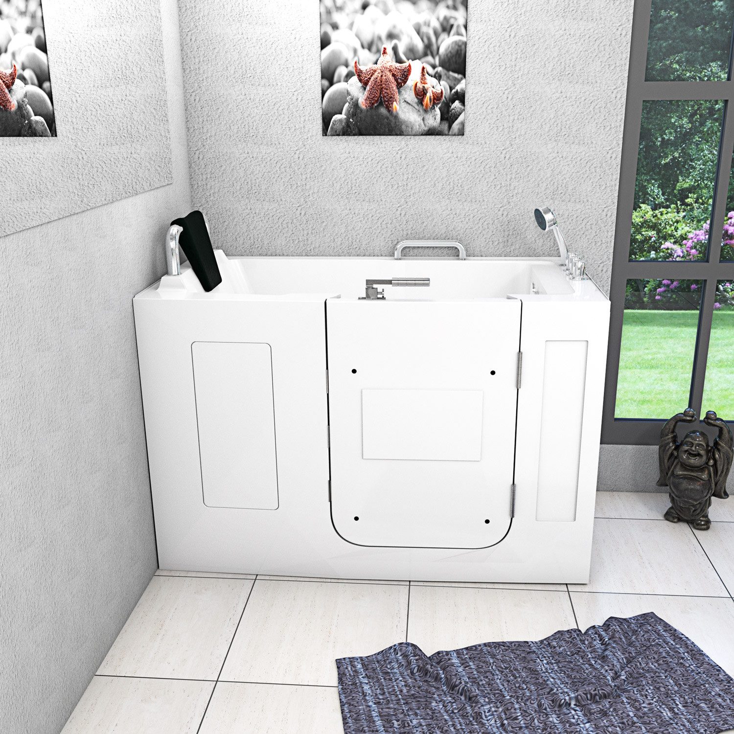 Thumbnail - AcquaVapore Badewanne AcquaVapore Sitzbadewanne Senioren Wanne mit Tür S07-TH-A-R 76x140cm, Schnelle Reinigung, Nackenst...