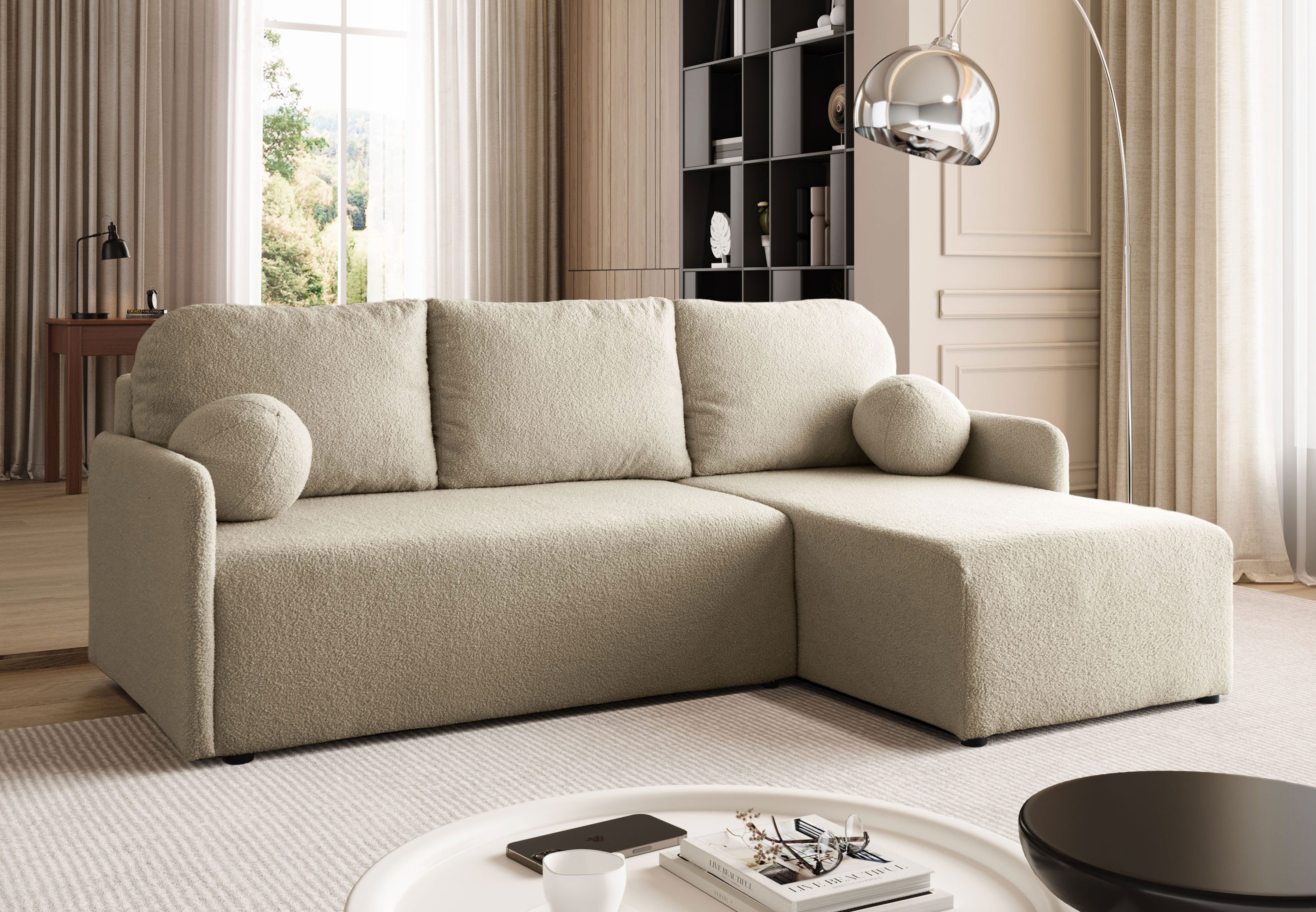 Lookway Ecksofa CUDDLE mit Schlaffunktion und Bettkasten, 213x145x90 cm