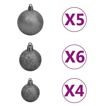 vidaXL Künstlicher Weihnachtsbaum Künstlicher Weihnachtsbaum mit LEDs Kugeln Silbern 180cm PET