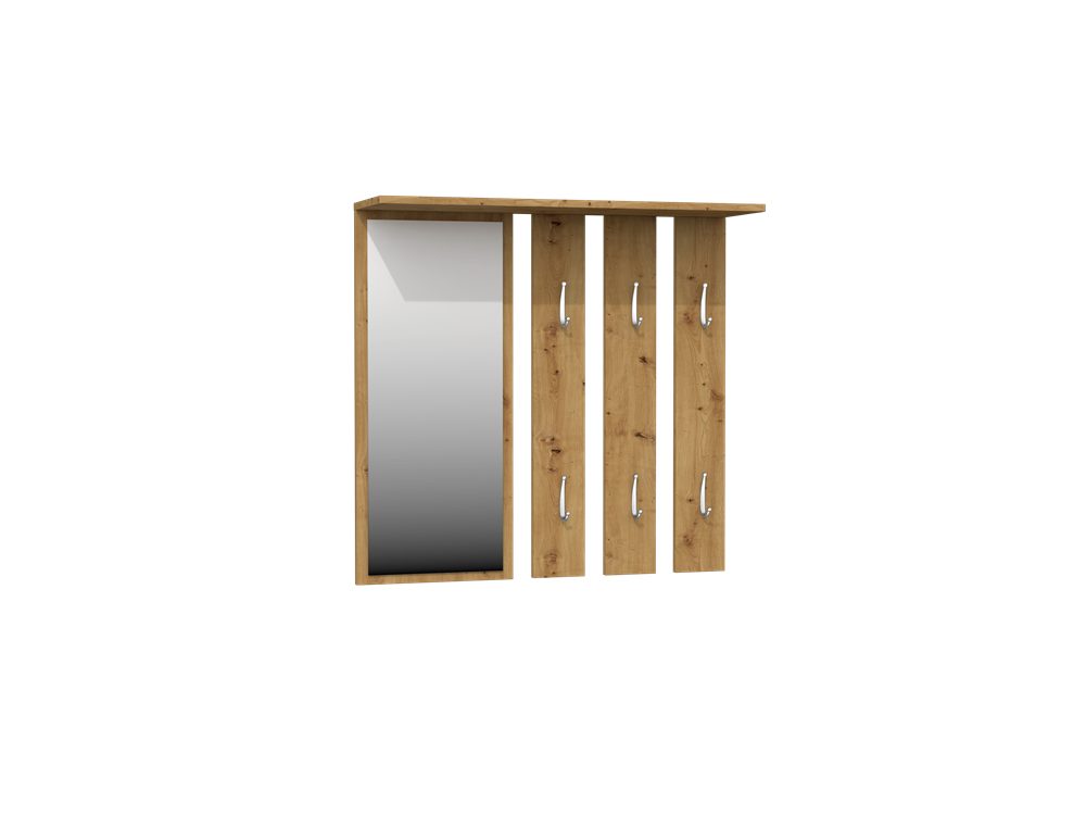 ibonto Wandgarderobe Modernes Flurmöbel-Set mit Großem Spiegel 6 Doppelhaken