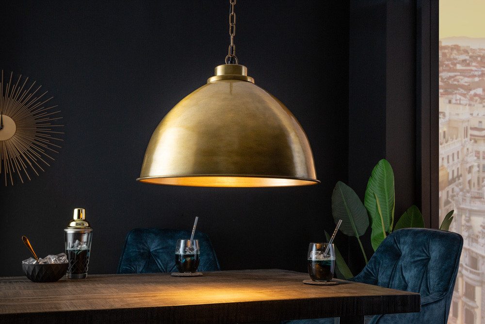 riess-ambiente Hängeleuchte INDUSTRIAL 45cm gold, keine besonderen Funktionen, ohne Leuchtmittel, Wohnzimmer · Metall · Schirm · Esszimmer · höhenverstellbar · Design