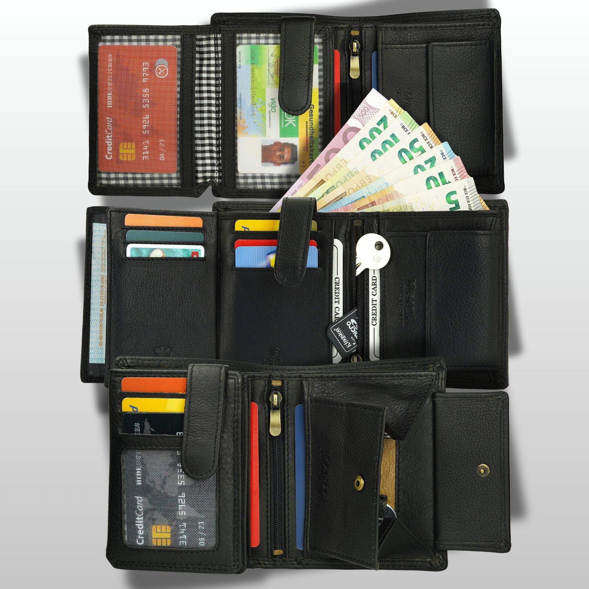 Manza Geldbörse Geldbörse Herren Schwarz mit RFID, Geheimfach und Geschenkb günstig online kaufen