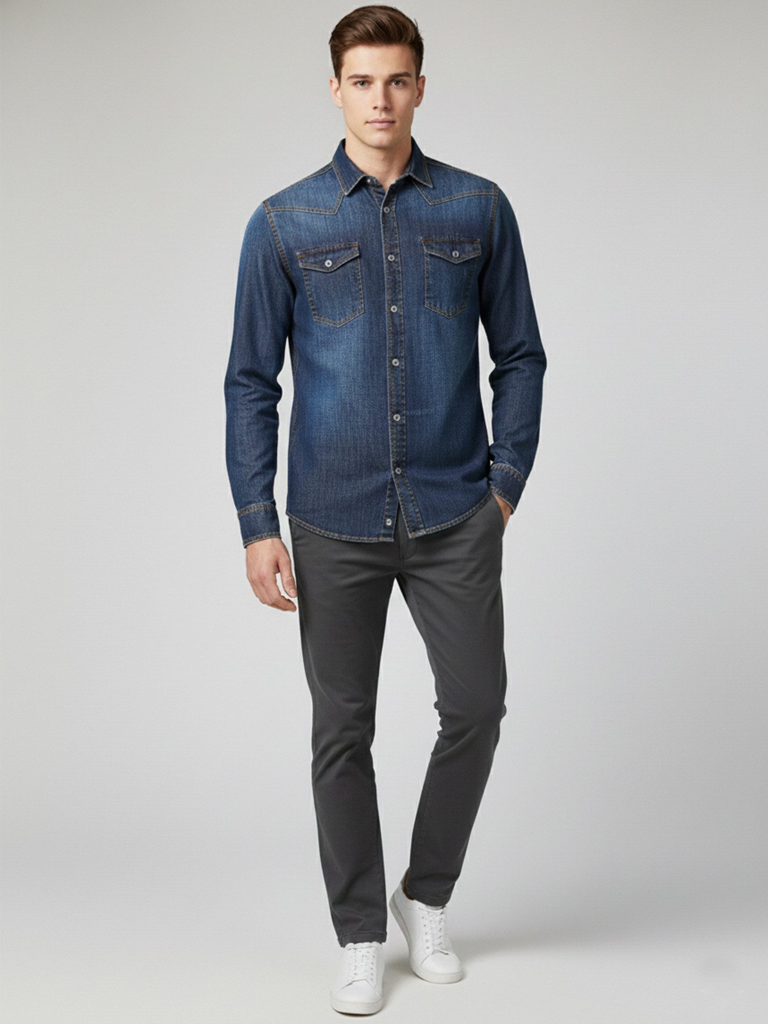 Rock Creek Jeanshemd Herren Jeans Hemd Regular Fit H-419 – Bild 4 von 5