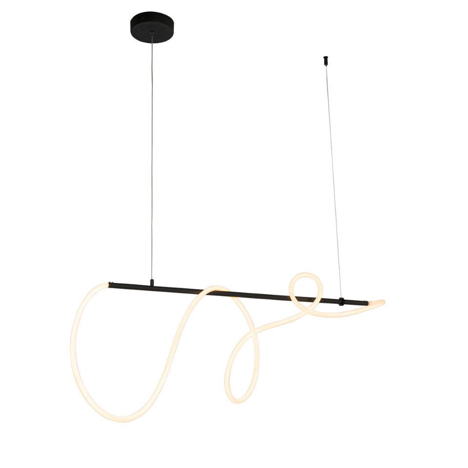 Qazqa Pendelleuchte Danisha, Dimmbar, LED fest integriert, Extra-Warmweiß, QAZQA Hängeleuchte, integrated, Schwarz, Stahl, Design