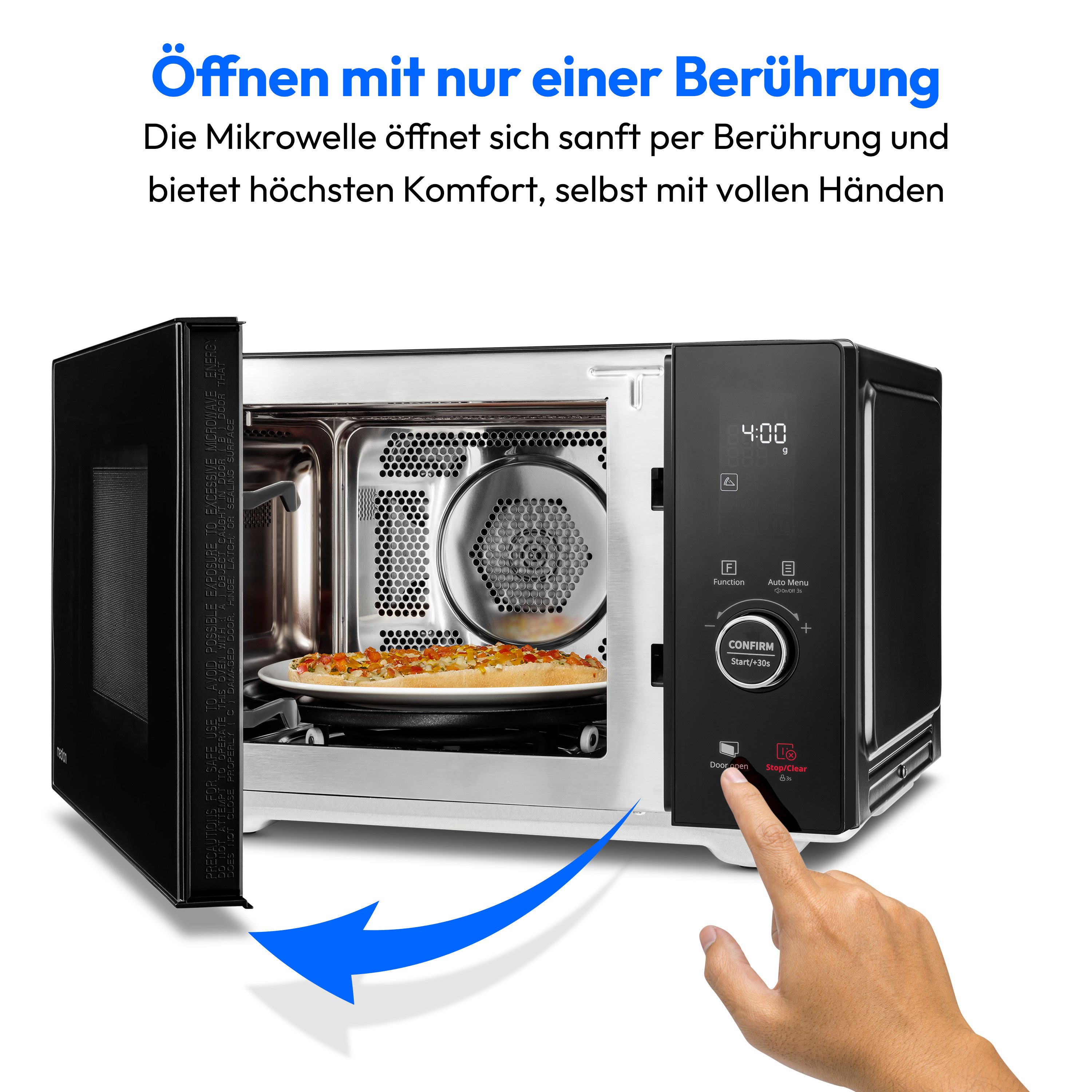 Medion® Mikrowelle MD 12041, 4in 1, Doppelgrill, Heißluftfunktion, Sensor Touch, Grill und Heißluft, Mikrowelle, 25 l, 10 Leistungsstufen, 11 Automatikprogramme, Auftaufunktion, schwarz