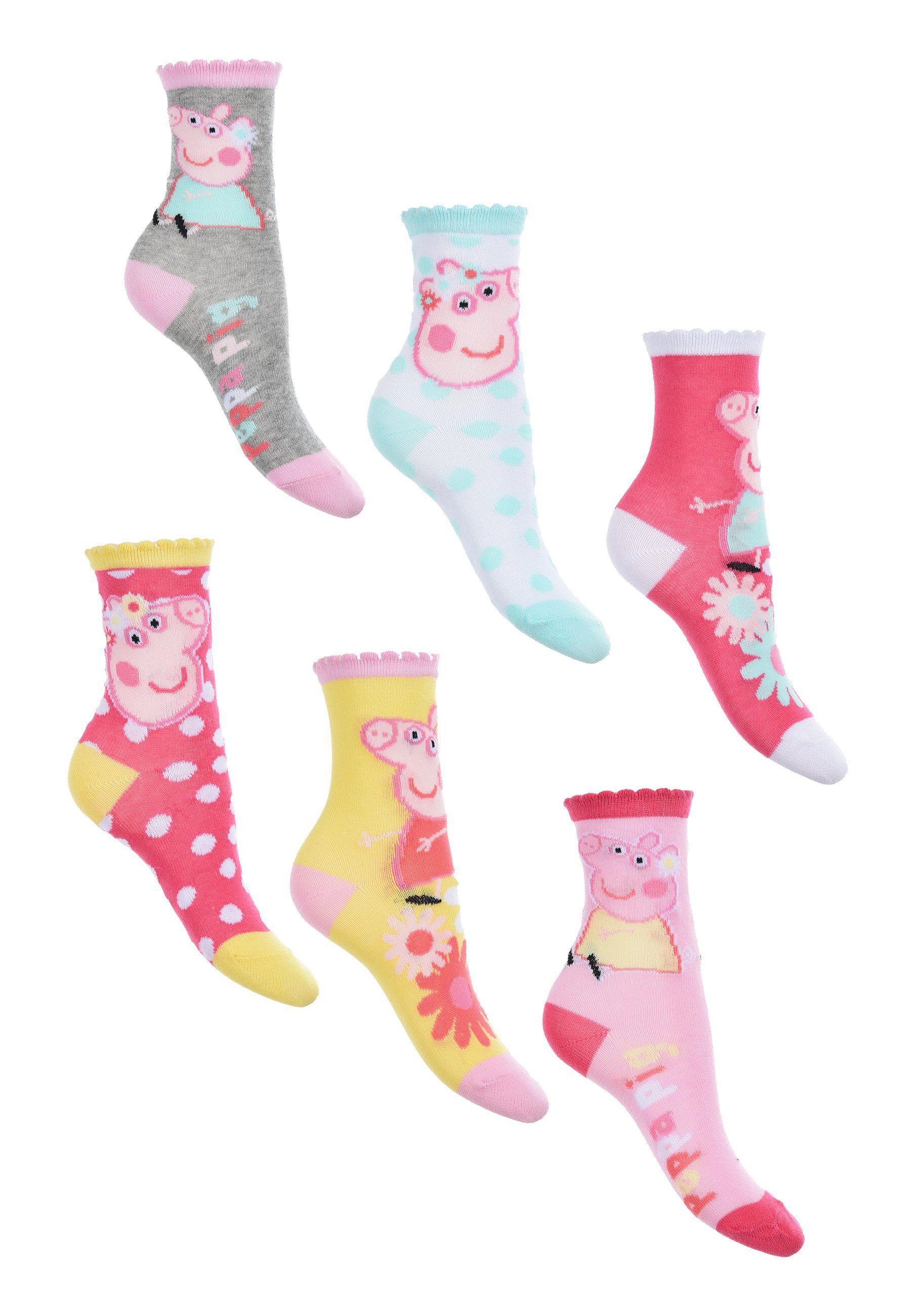 Peppa Pig Socken Kinder Mädchen Strümpfe Socken 6er Pack (6-Paar) | Socken