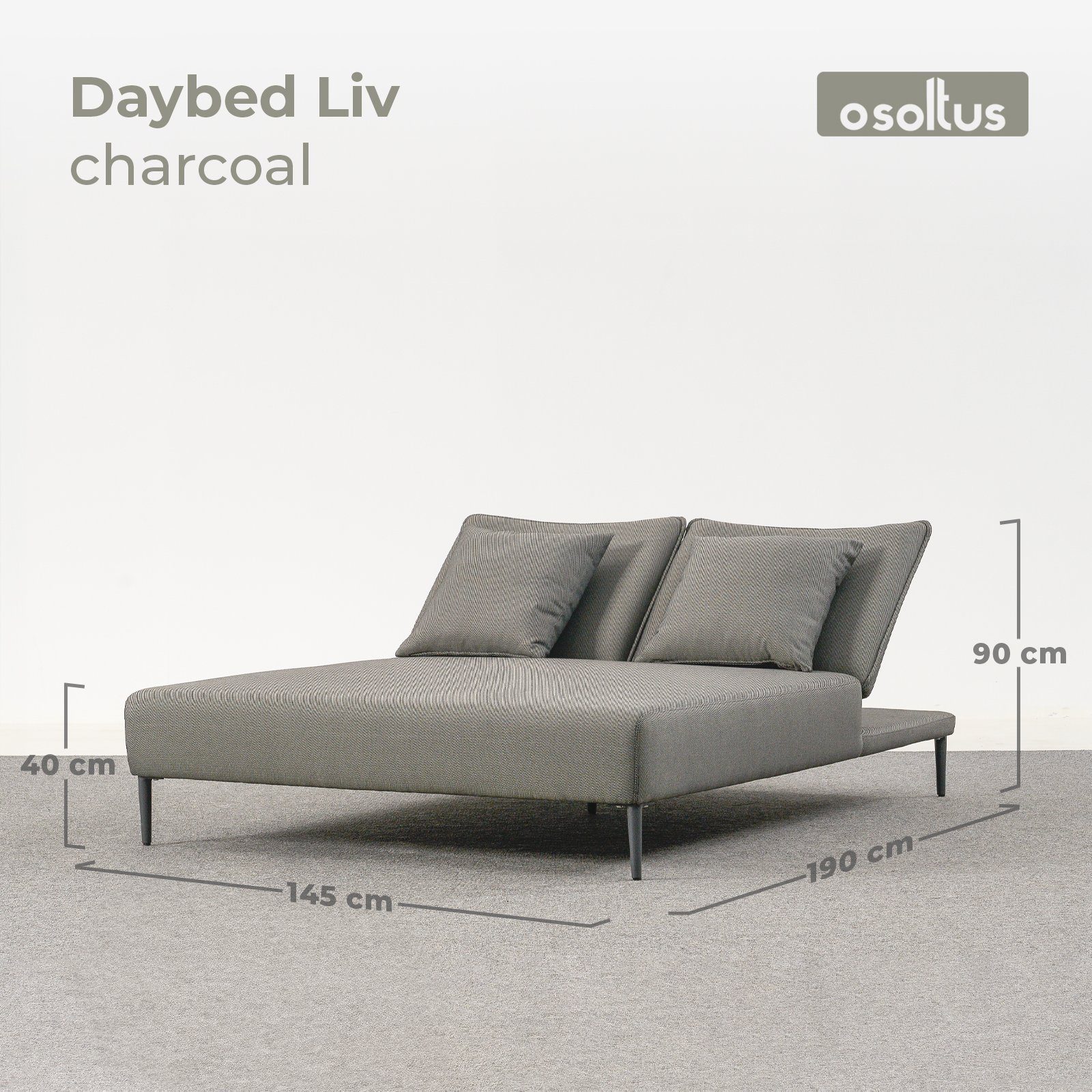 osoltus Wellnessliege osoltus LIV Premium Daybed Doppelliege Axroma Olefin grau