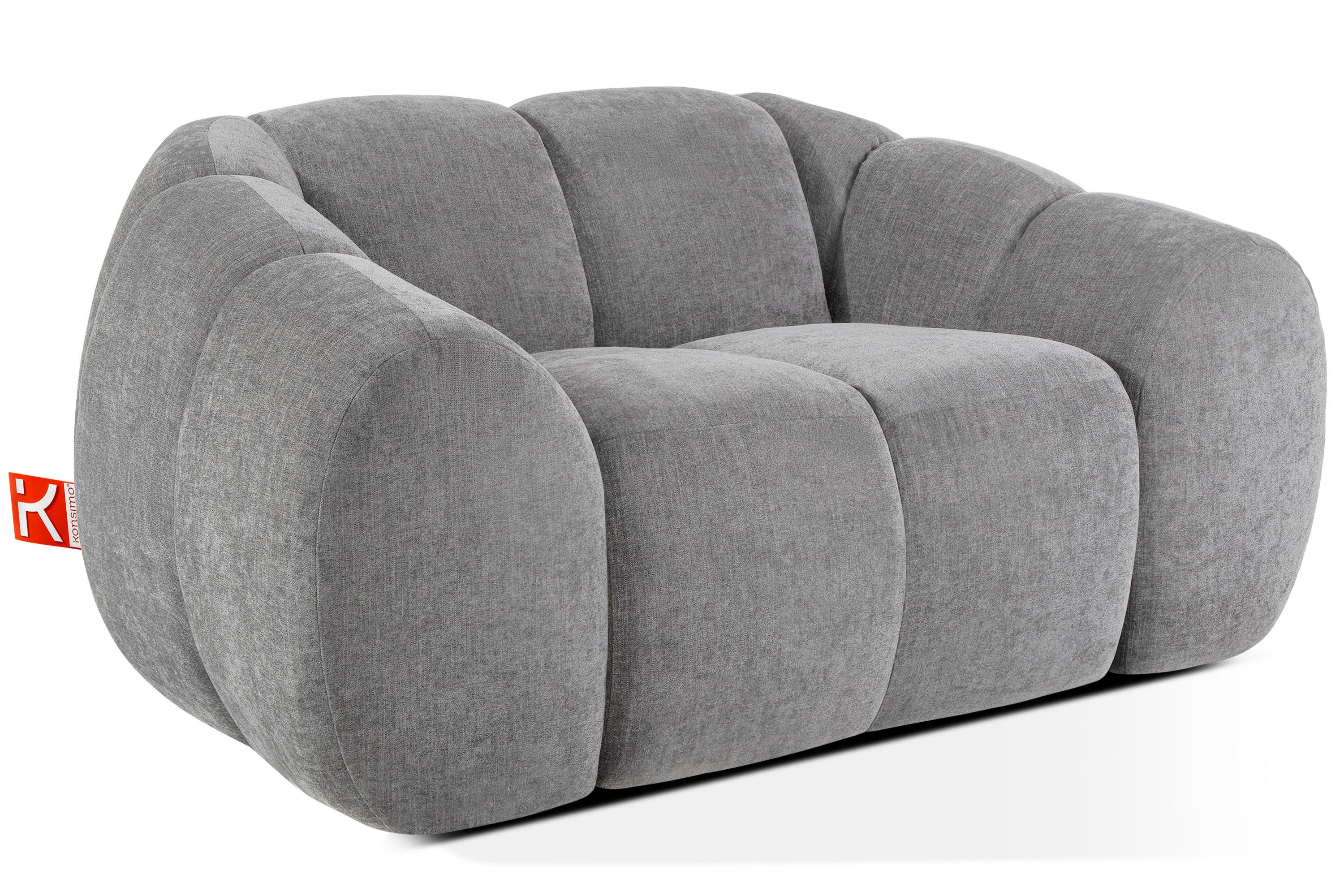 KONSIMO® Sessel FLAVA Einzelsessel, handgefertigt, Premiumqualität aus EU (Relaxsessel), mit Wellfedern, Retro-Modern, höchster Komfort
