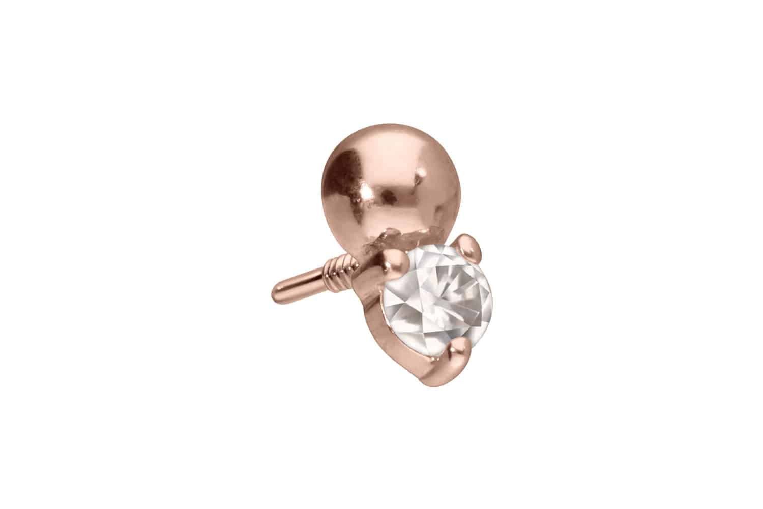 Piercing-Set 14 Karat Gold Schraubaufsatz mit Außengewinde MOISSANIT + KUGEL