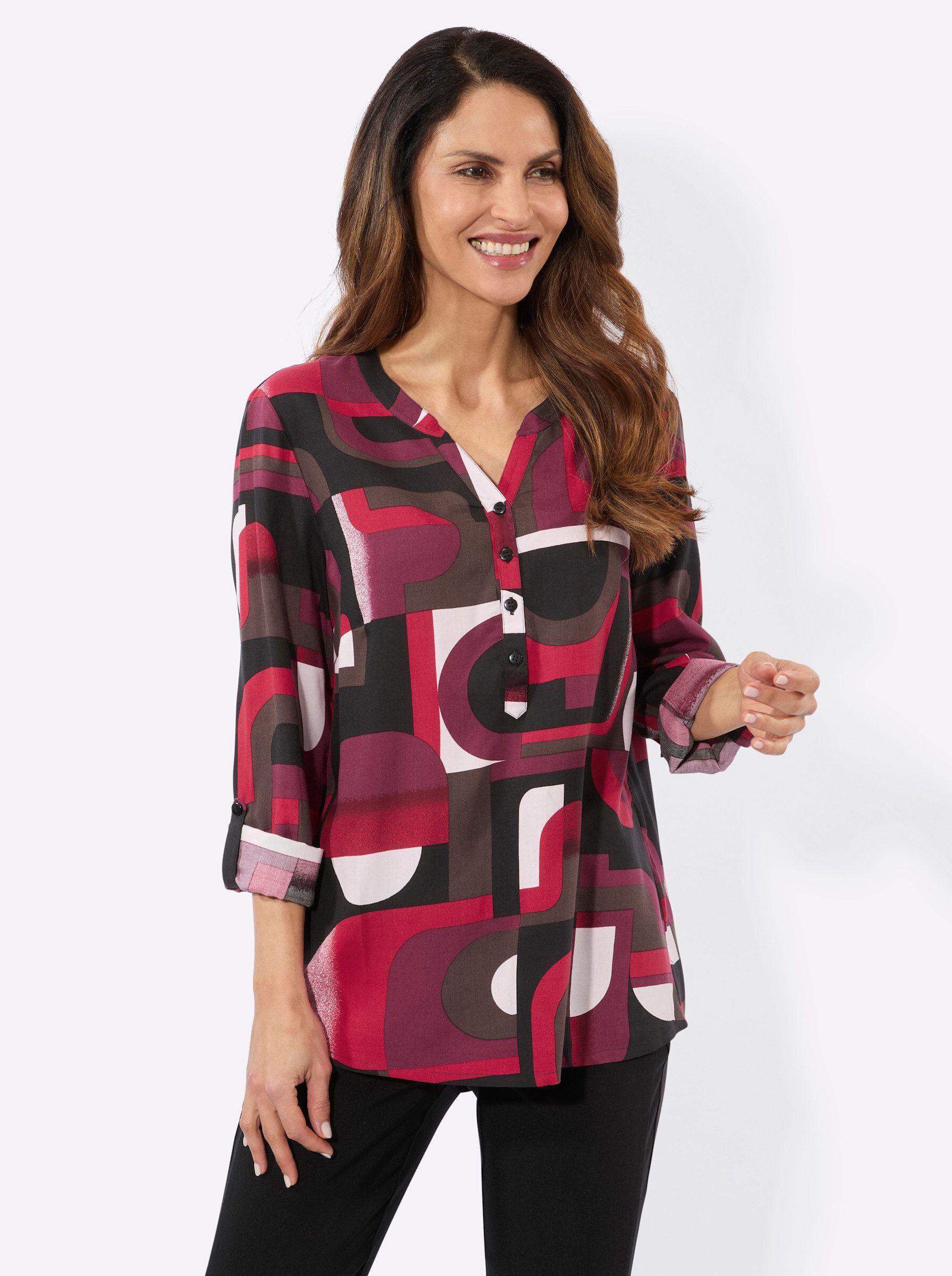 Klassische Bluse Druckbluse Langarm