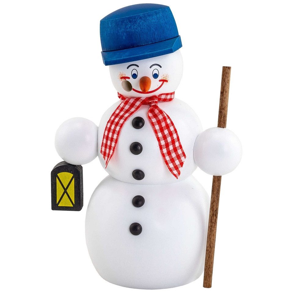 Seiffener Volkskunst Räuchermännchen Räuchermann Schneemann Wanderer der Seiffener Volkskunst eG, (1 St), Handarbeit aus dem Erzgebirge