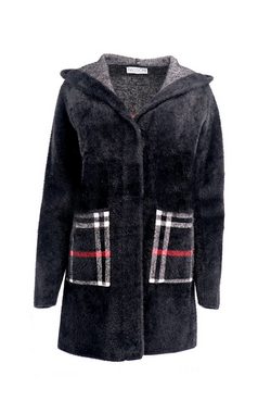 Passioni Winterjacke Passioni Winterjacke Mittellange Kunstfell-Jacke in schwarz