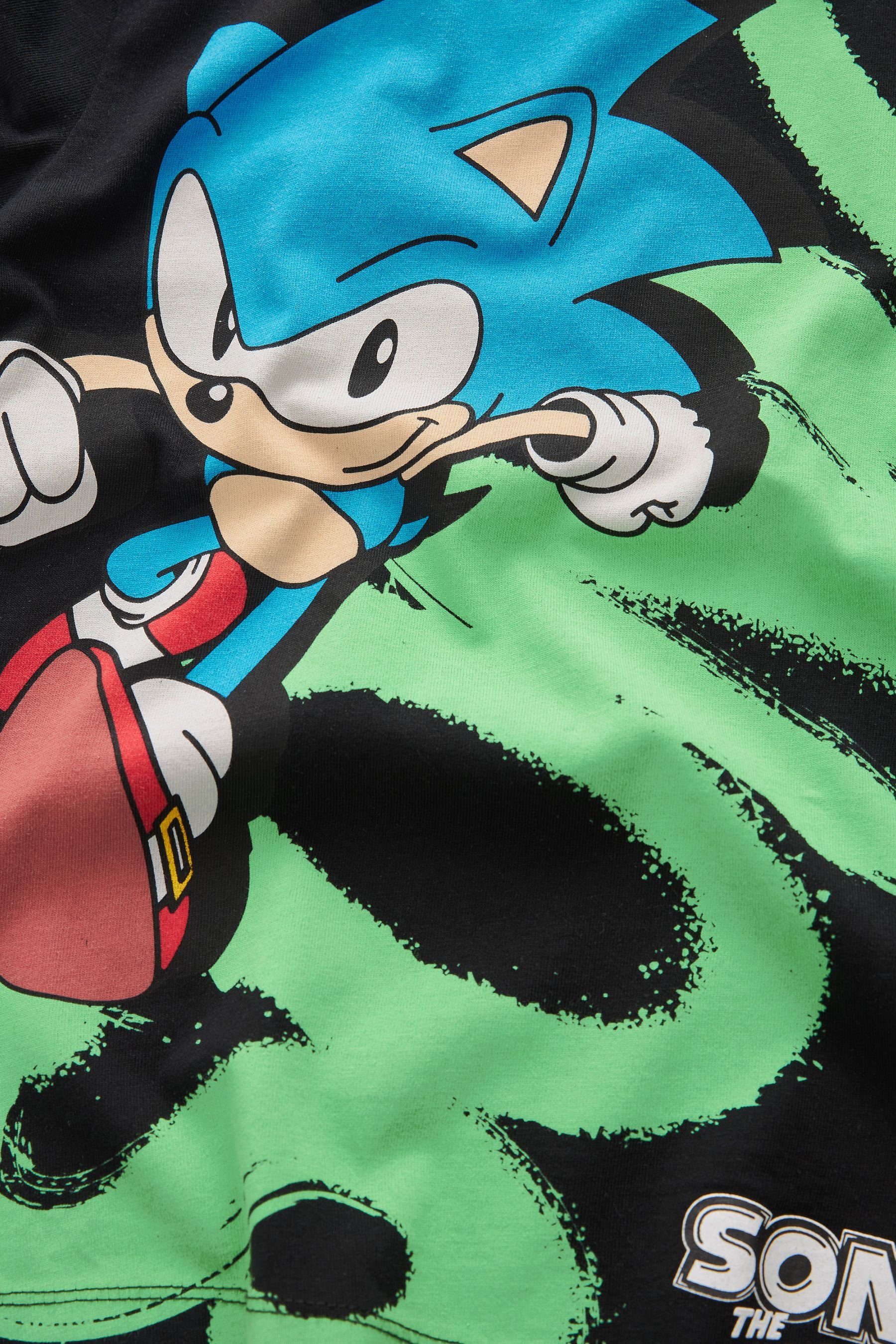 Sonic Shorts Kurzärmeliges Lizenz-T-Shirt und T-Shirt & Set im Shorts Next Black (2-tlg)