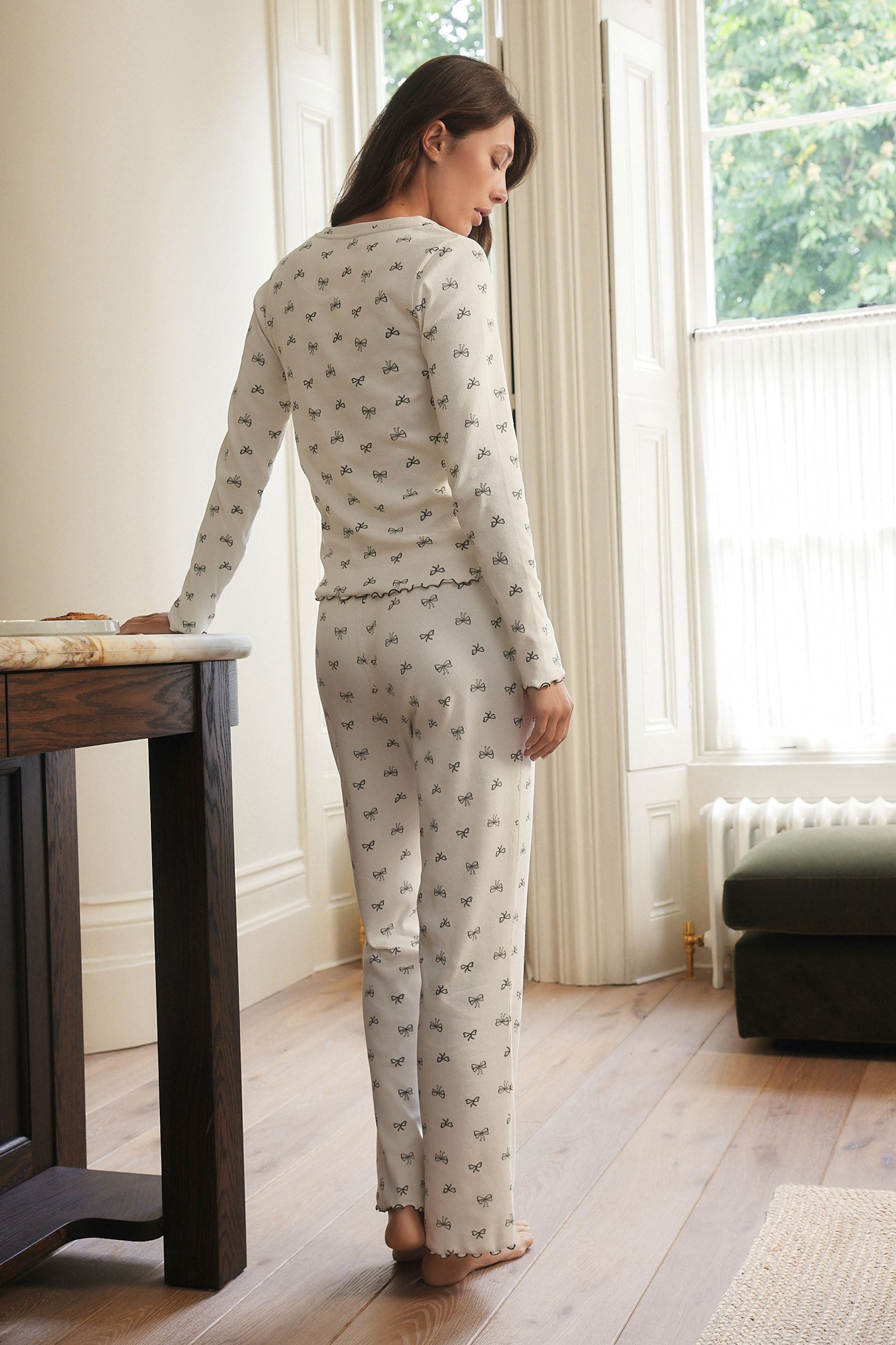 Next Pyjama Gerippter Langarm-Pyjama (2 tlg) günstig online kaufen