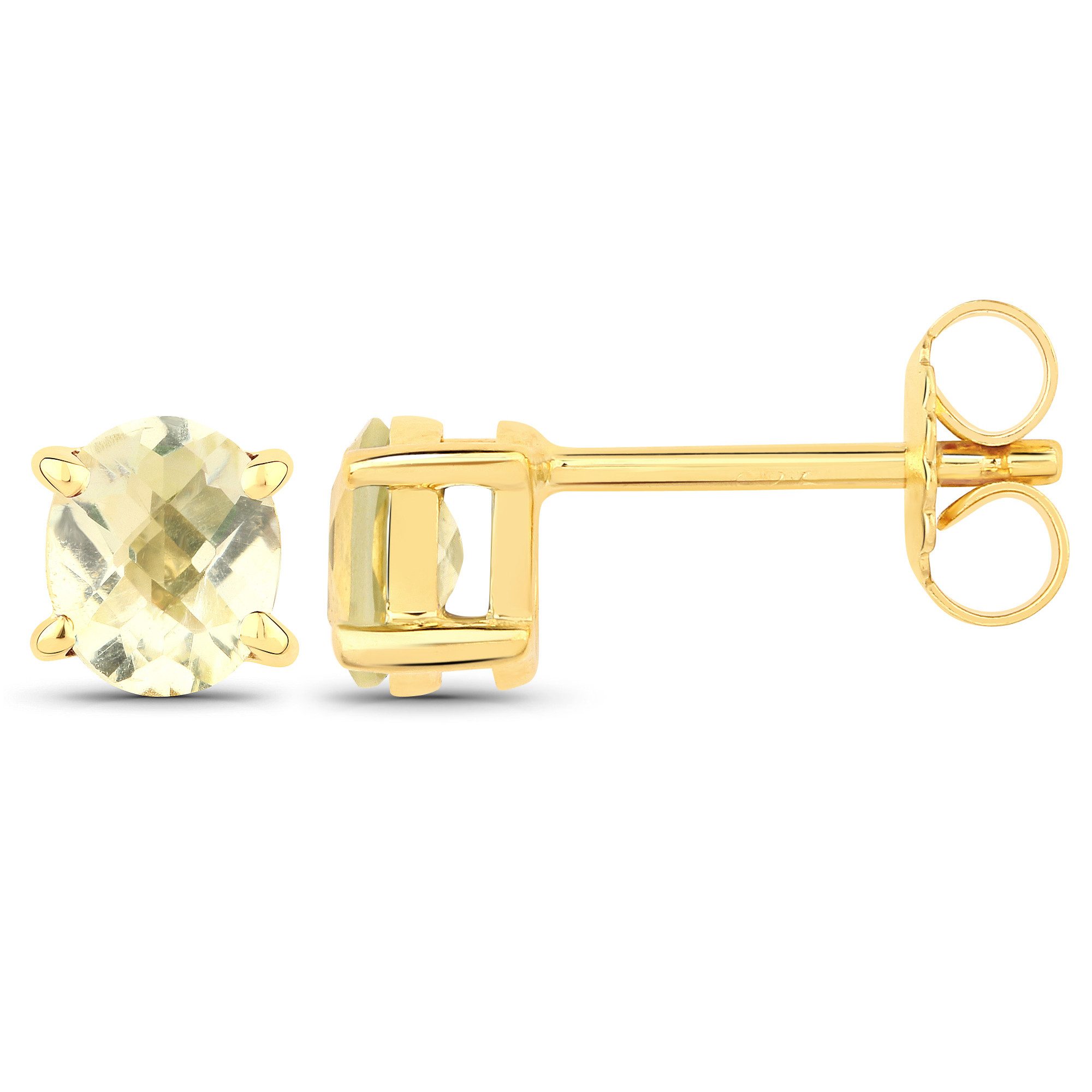 Vira Jewels Paar Ohrstecker 925-Sterling Silber vergoldet Glänzend Lemonquartz gelb