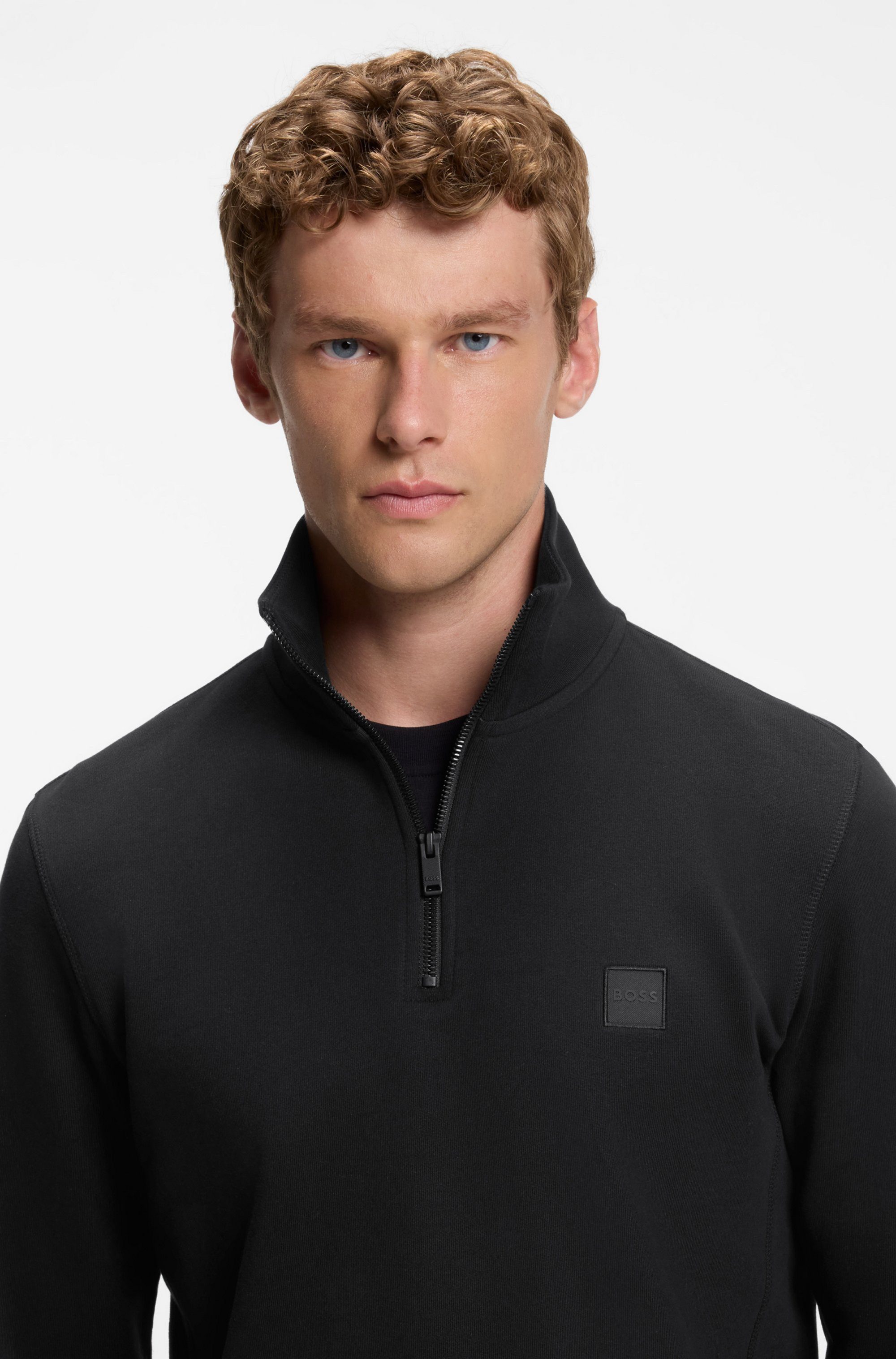 BOSS ORANGE Sweatshirt Zetrust (1-tlg) Troyerkragen mit Reißverschluss, Regular Fit, BOSS-Label