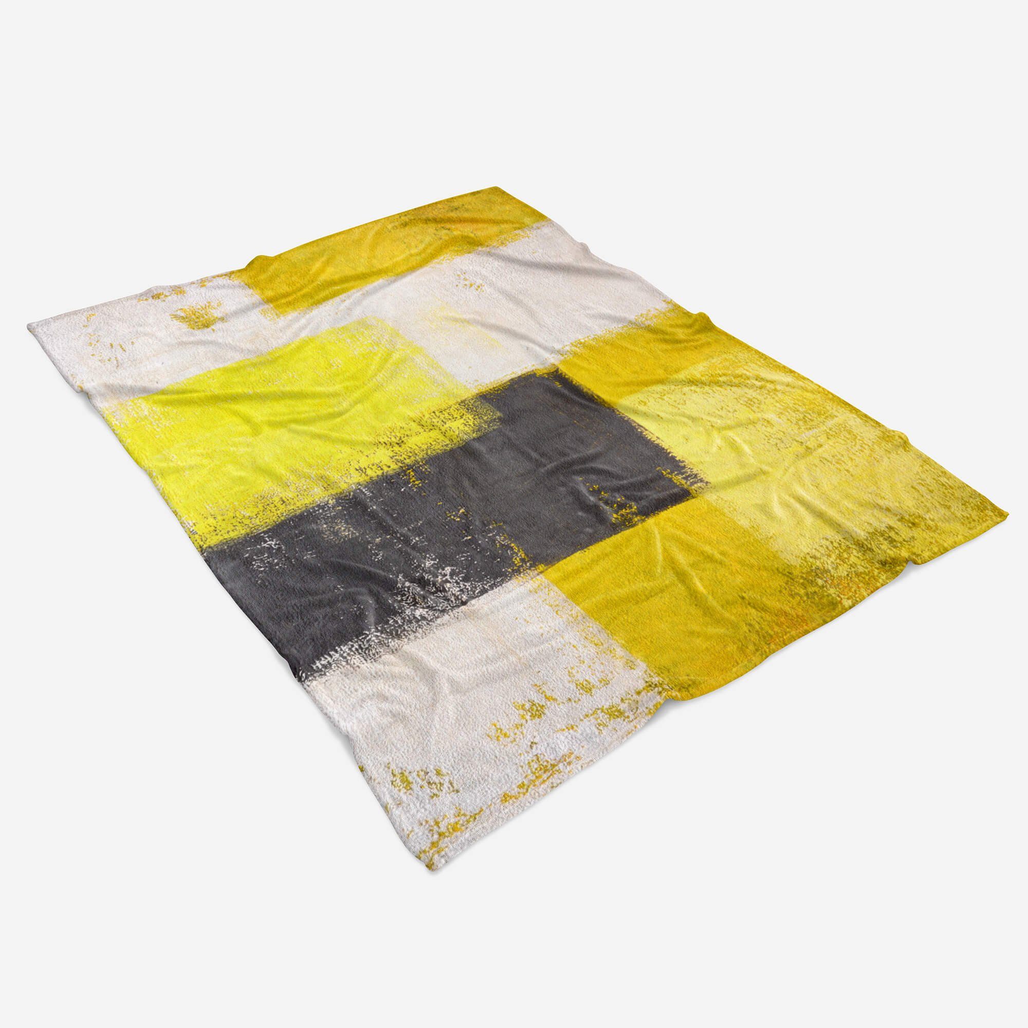 Handtücher mit Farben, Abstrakt Art Strandhandtuch Baumwolle-Polyester-Mix Gelb Saunatuch (1-St), Handtuch Kuscheldecke Fotomotiv Handtuch Sinus