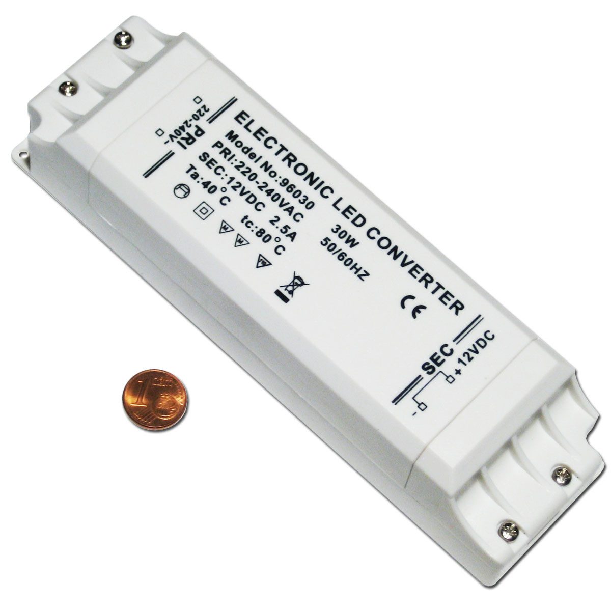 ChiliTec 30W LED Transformator, max. 2,5A 12V DC, Trafo LED Trafo