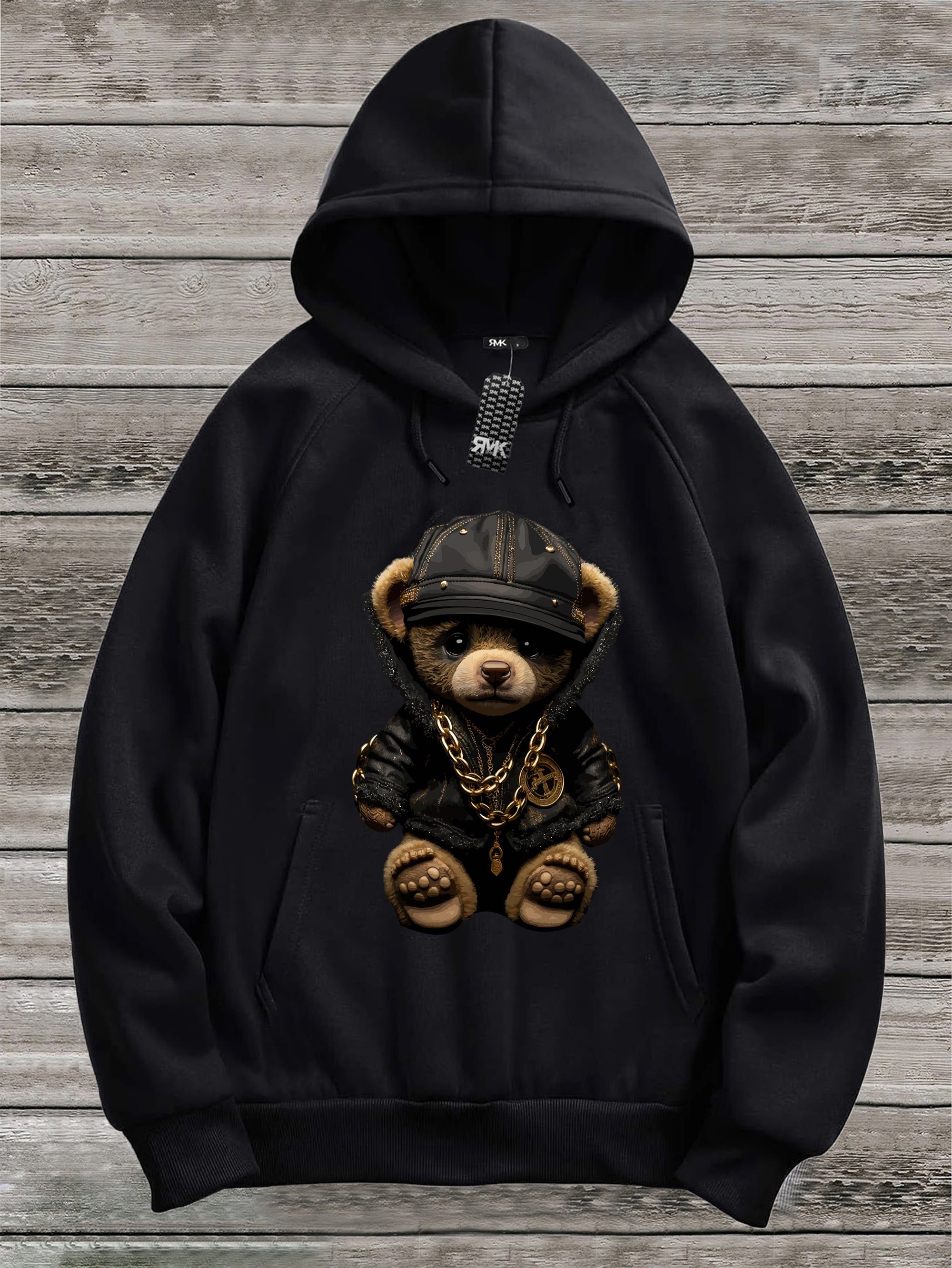 RMK Hoodie Herren Pullover Pulli Kapuzenpullover Sweatshirt Gangster Teddy Bär mit Kapuze
