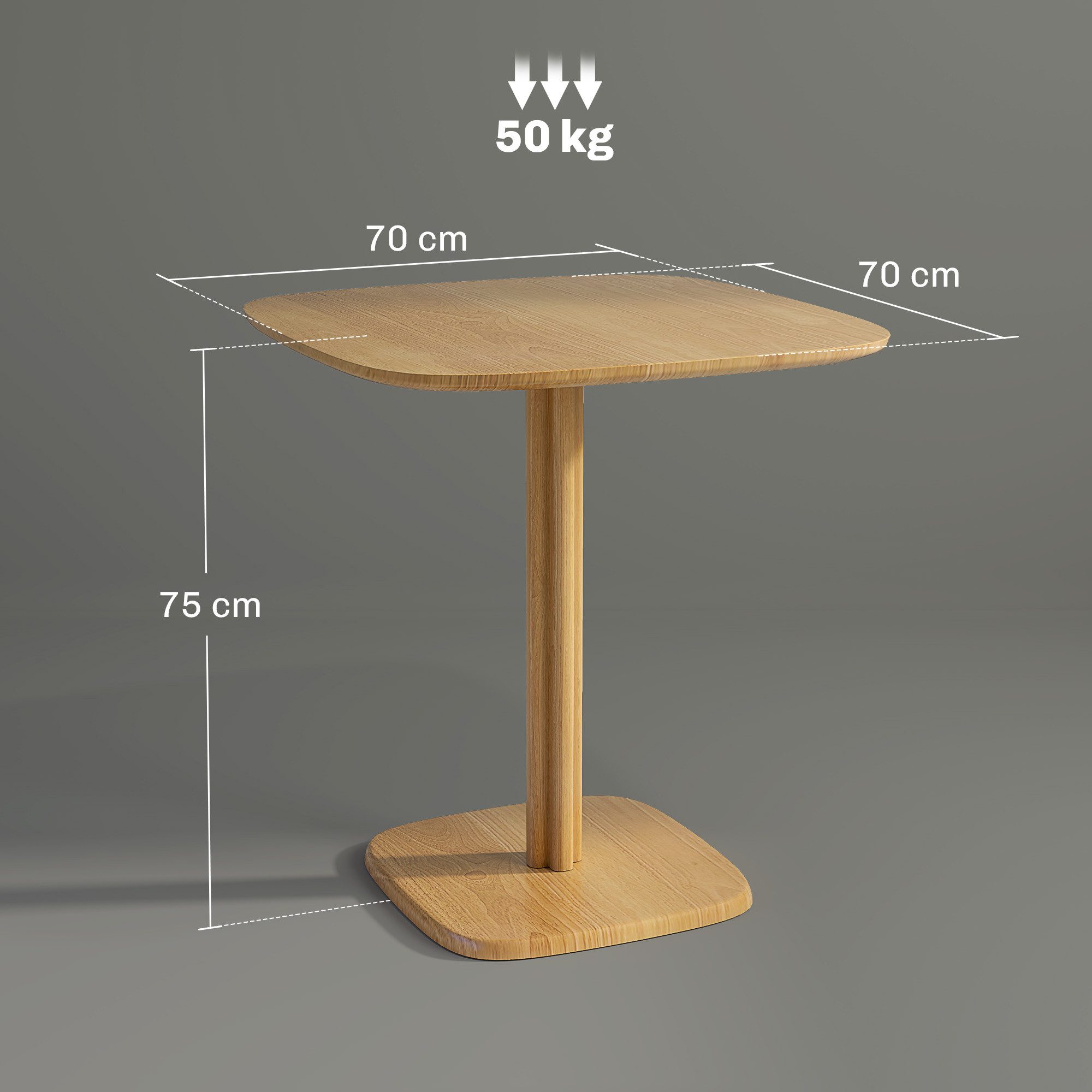 HOMCOM Esstisch 70 x 70 cm Küchentisch für 4 Personen (Esszimmertisch, 1-St., Holztisch), für Küche, Esszimmer, Natur