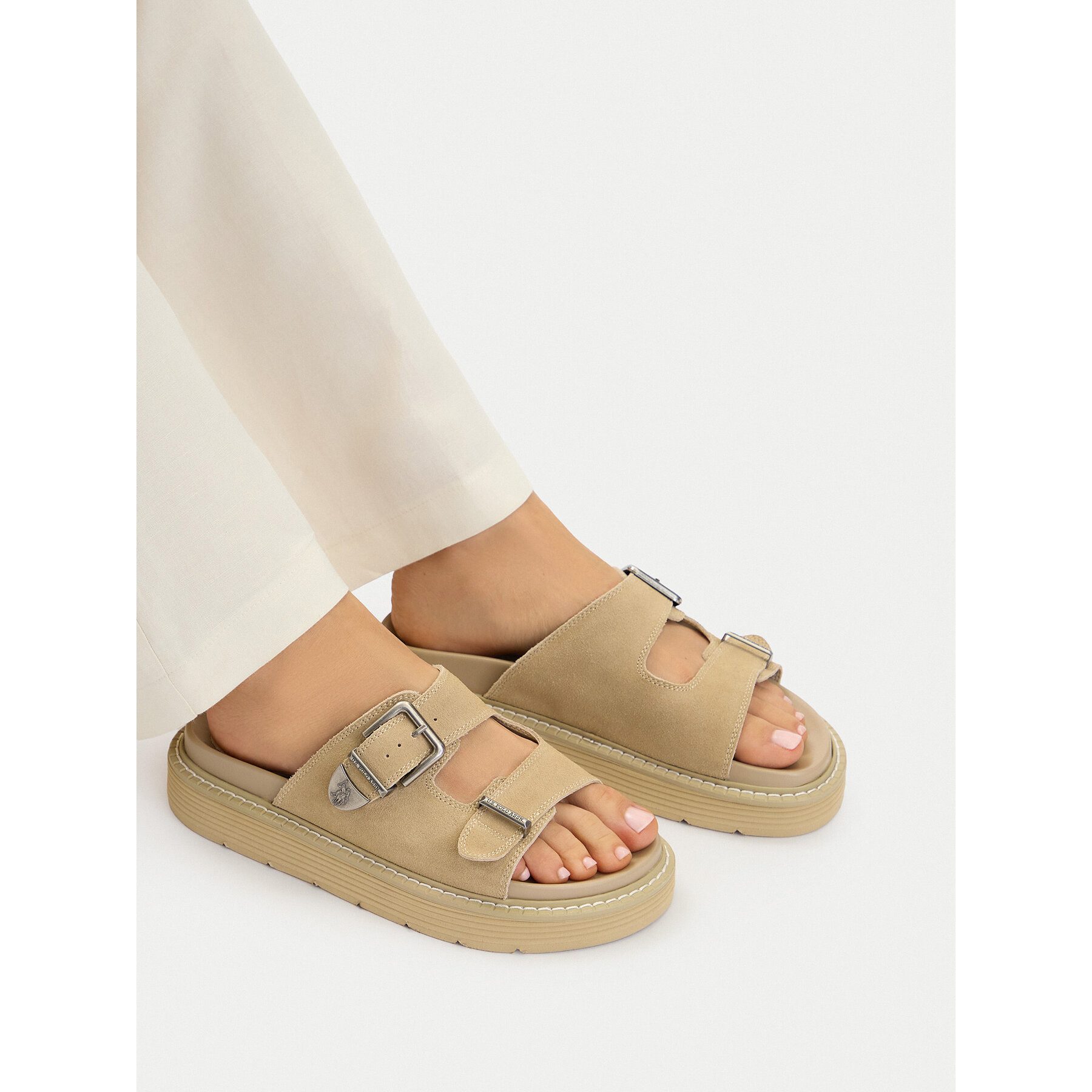 U.S. Polo Assn. US Polo Assn Damen-Flip-Flops Beige Badepantolette