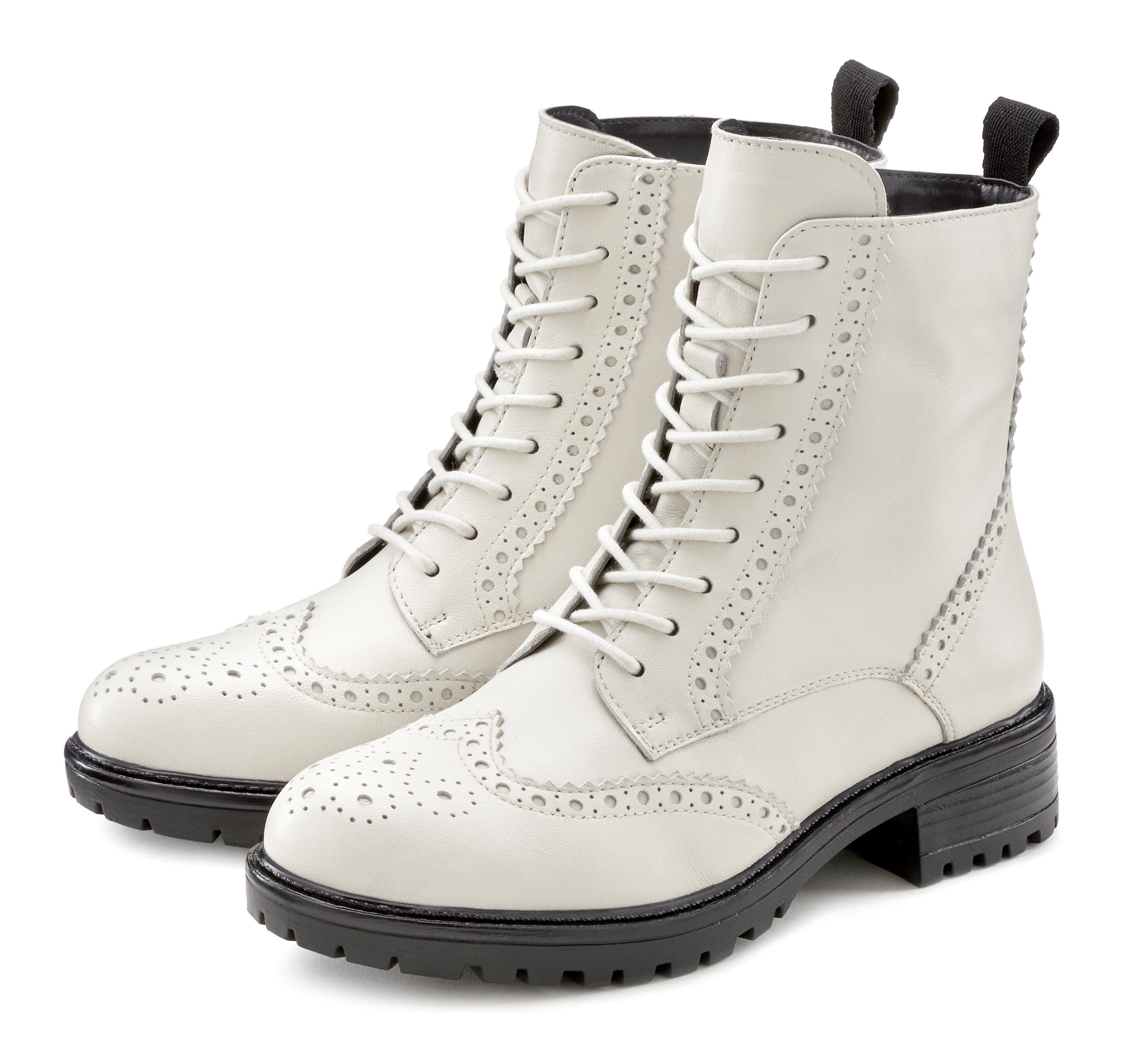 LASCANA Schnürboots Schnürstiefelette, Ankle Черевики, Leder, Schnüren & Reißverschluss