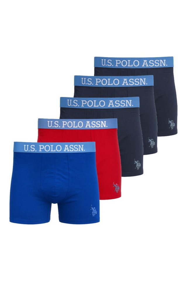 U.S. Polo Assn. Boxershorts Unterwäsche US16133 (Baumwolle) navyblau/rot/blau Herren - 5 Stück